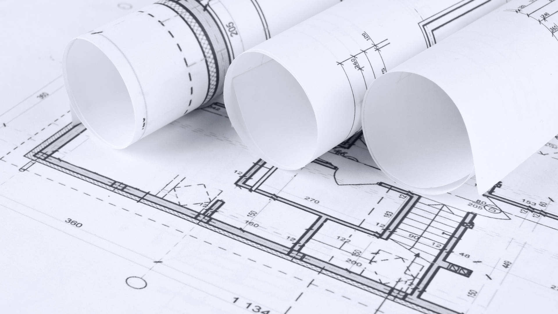 1920x1080 Download Rolled Civil Engineering Blueprints Wallpaper