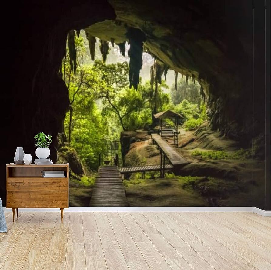 894x893 cave entrance in niah national park, niah cave in sarawak malaysia Canvas Print Wallpaper Wall Mural Self Adhesive Peel & Stick Wallpaper Home Craft Wall Decal Wall Poster Sticker for Living