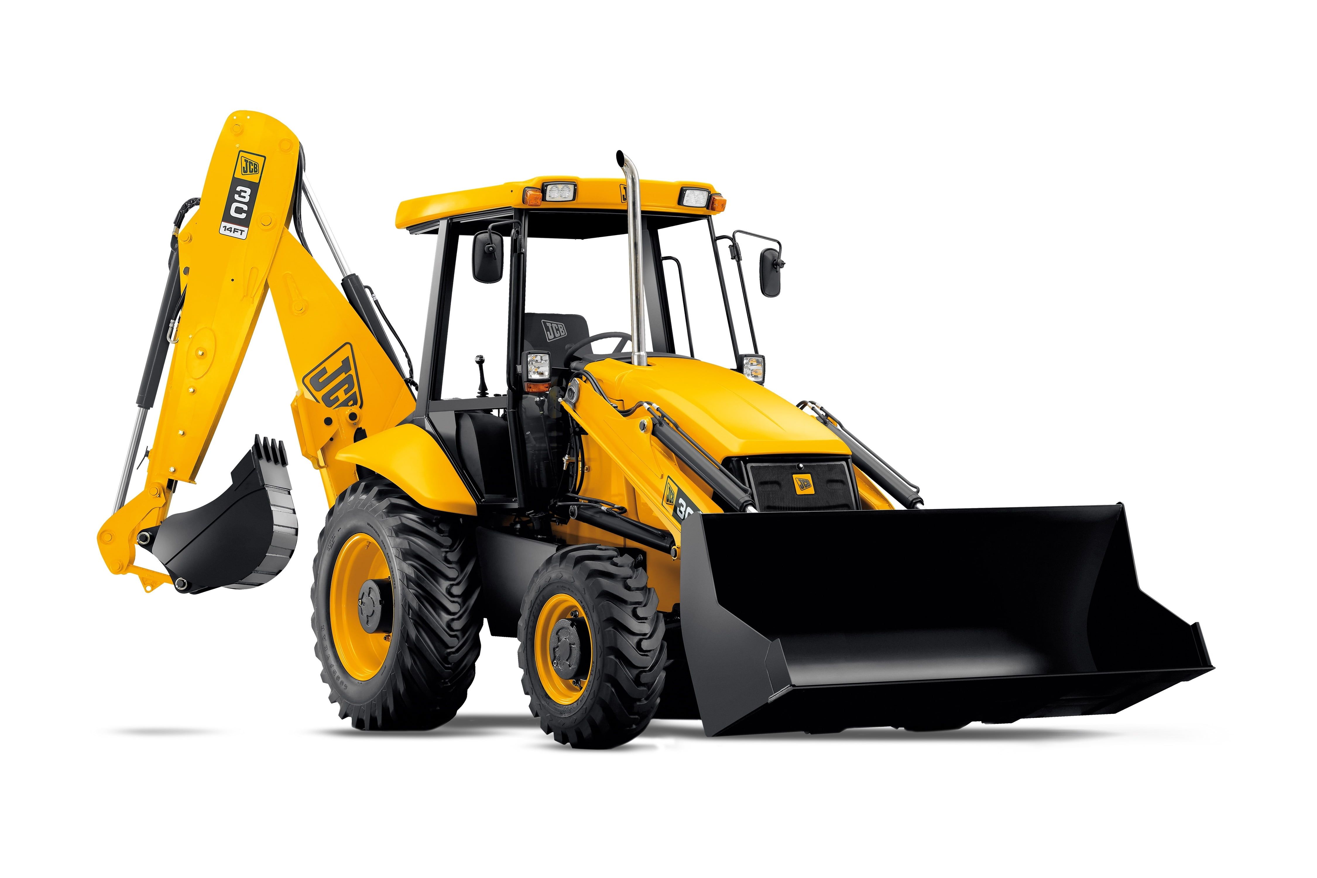 4500x3000 Wallpaper / JCB, 3C 14FT, white background, backhoe loader, 4K free download