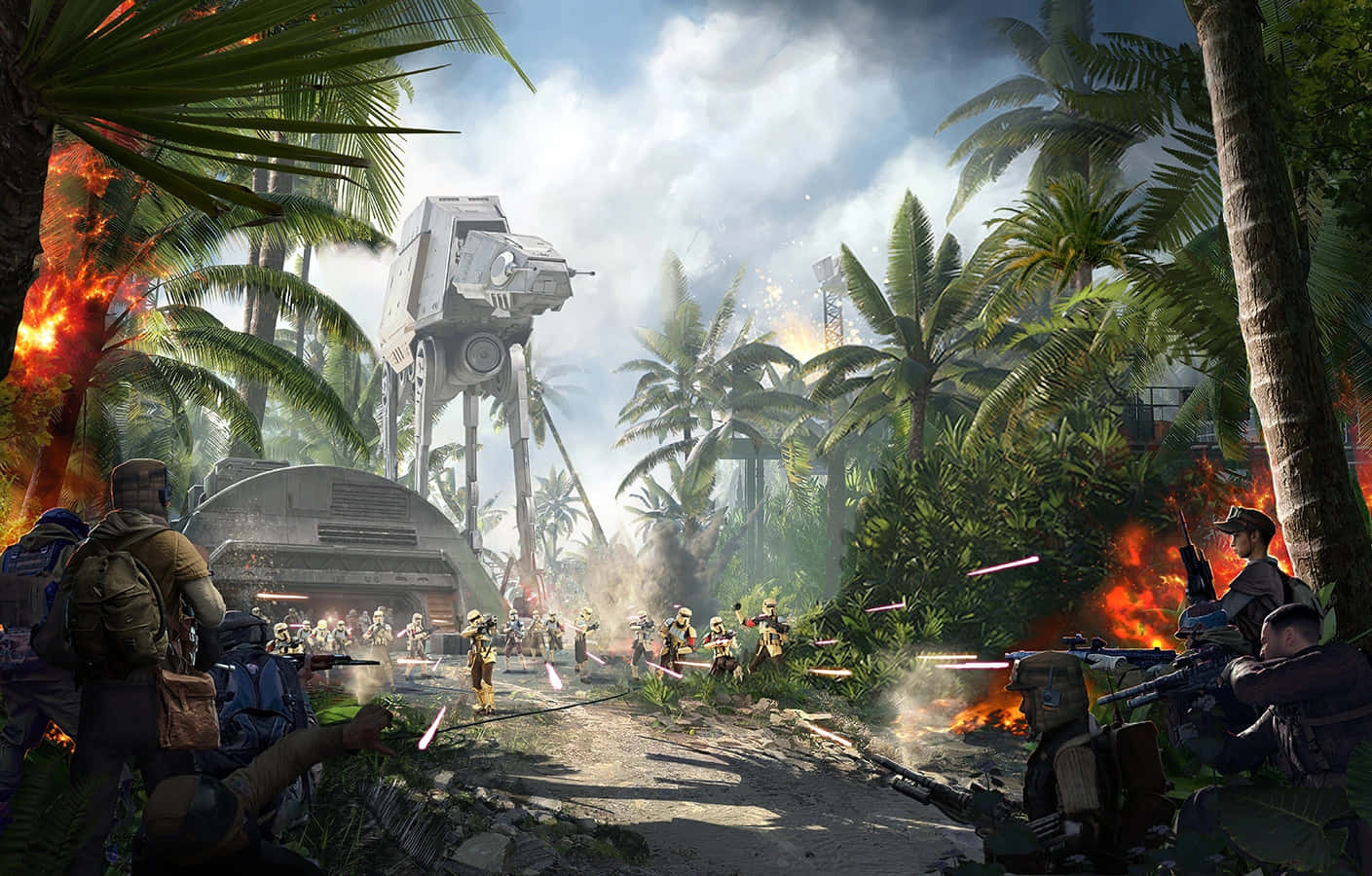 1409x900 Download The Battle Of Scarif: War and chaos in a distant galaxy Wallpaper