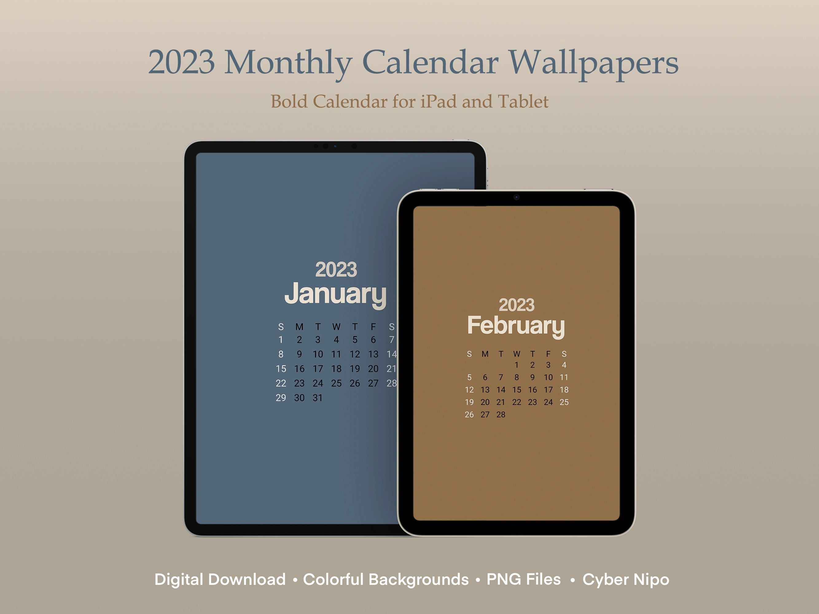 2667x2000 Calendar iPad & Tablet Wallpaper in Neutral Colors, Digital
