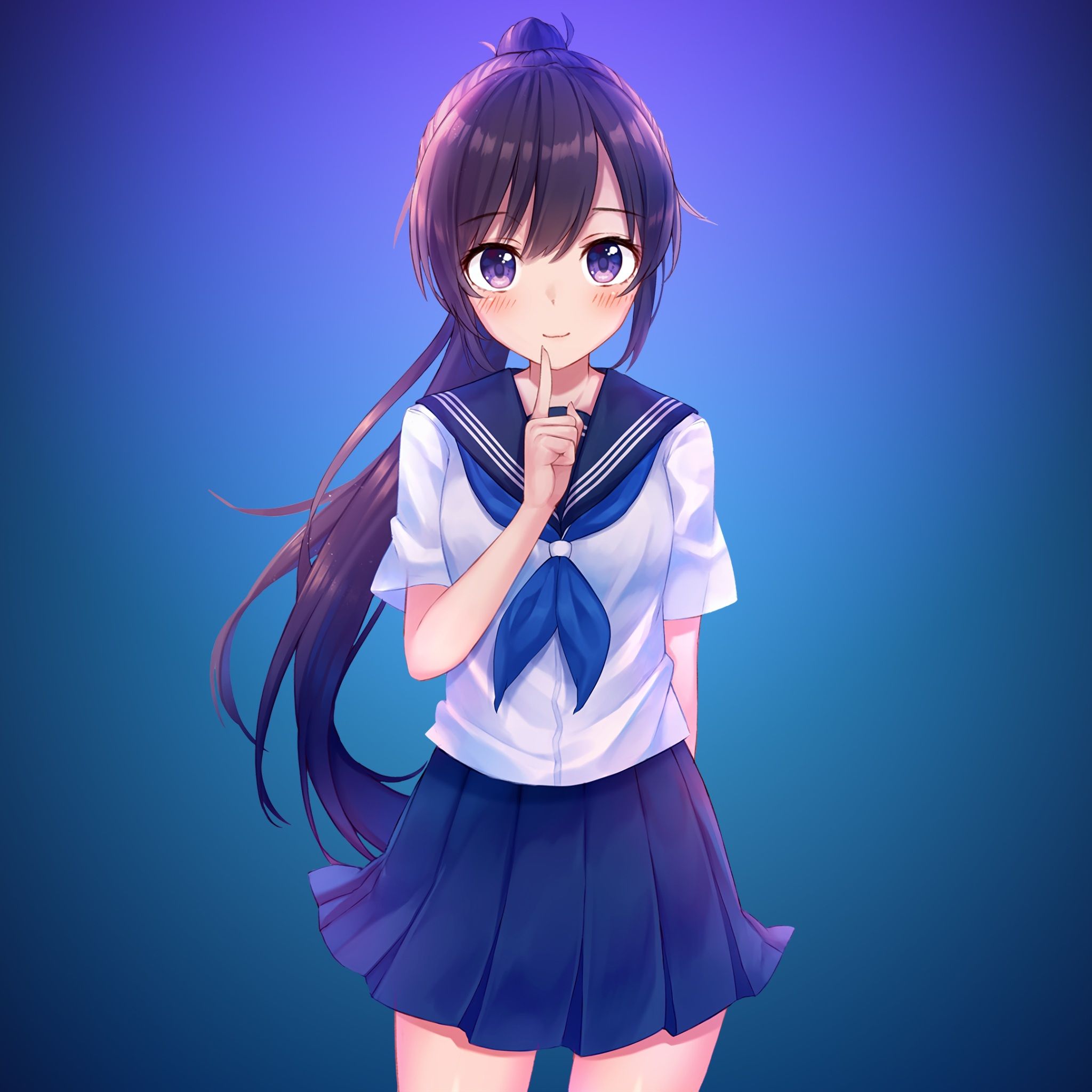 2048x2048 Wallpaper 4k Anime Girl In School Uniform 4k Wallpaper