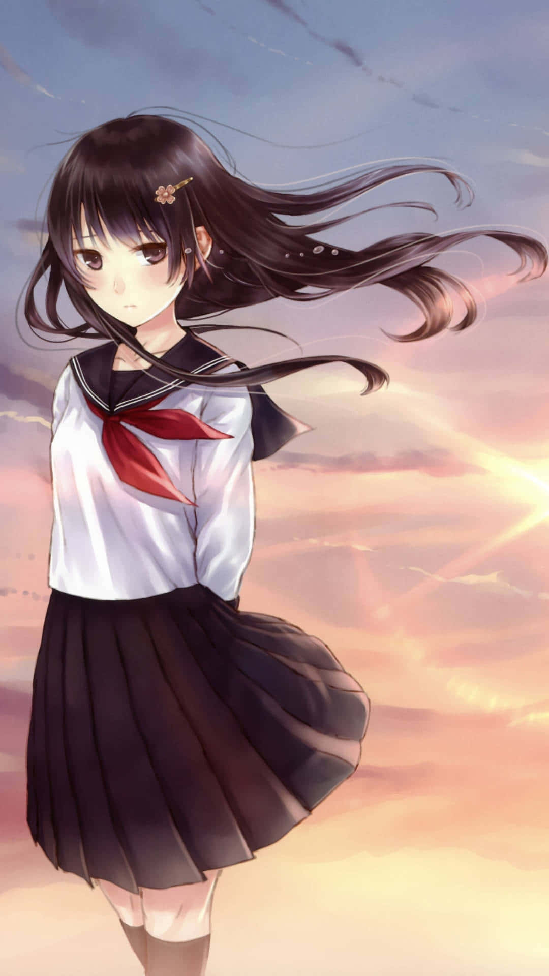 1080x1920 Download Japanese School Anime Girl Wallpaper