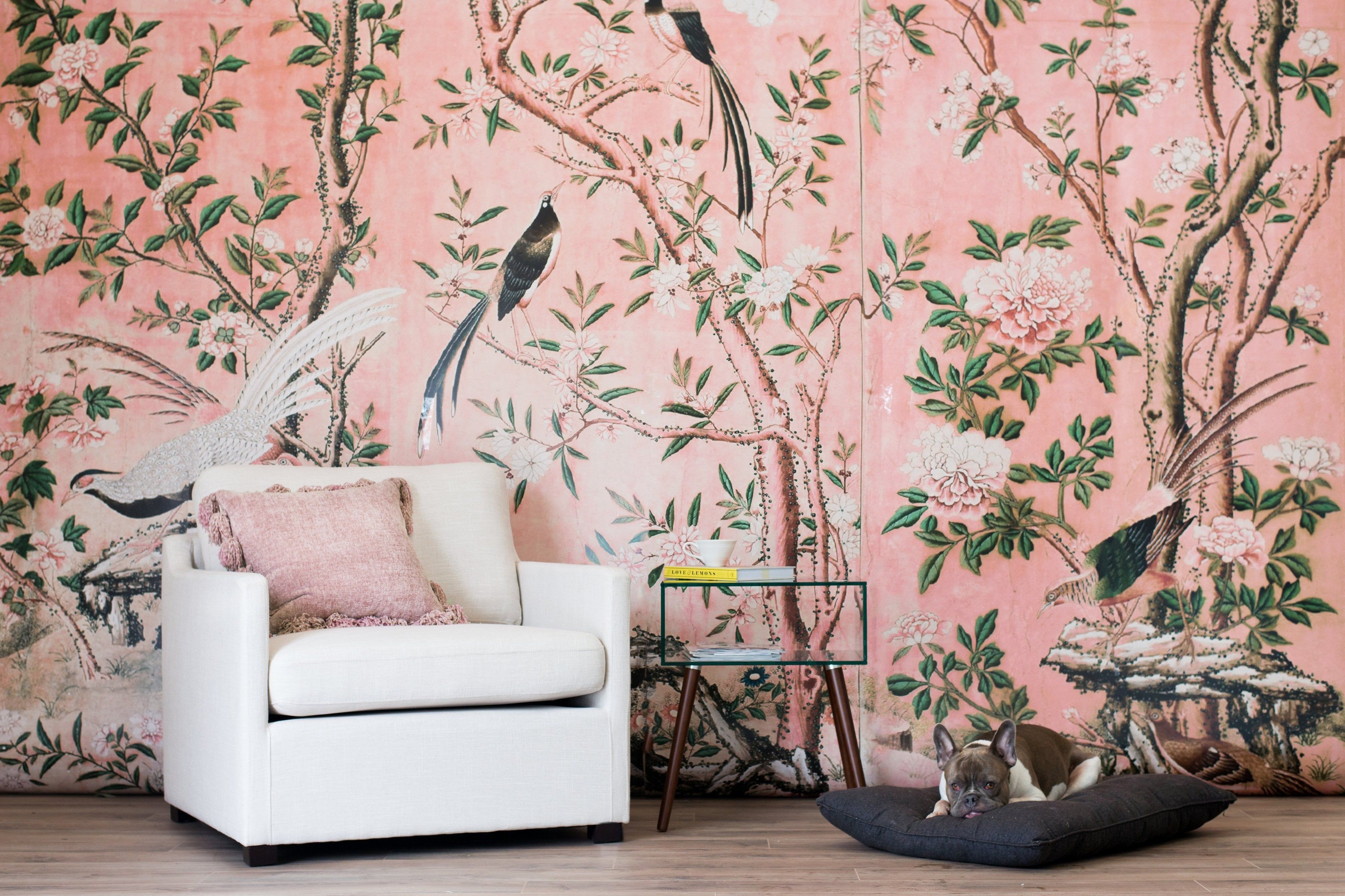 3600x2400 Pastel Pink Wallpaper for Walls, Magnolia Mural, Chinoiserie, Garden Wallpaper Decor