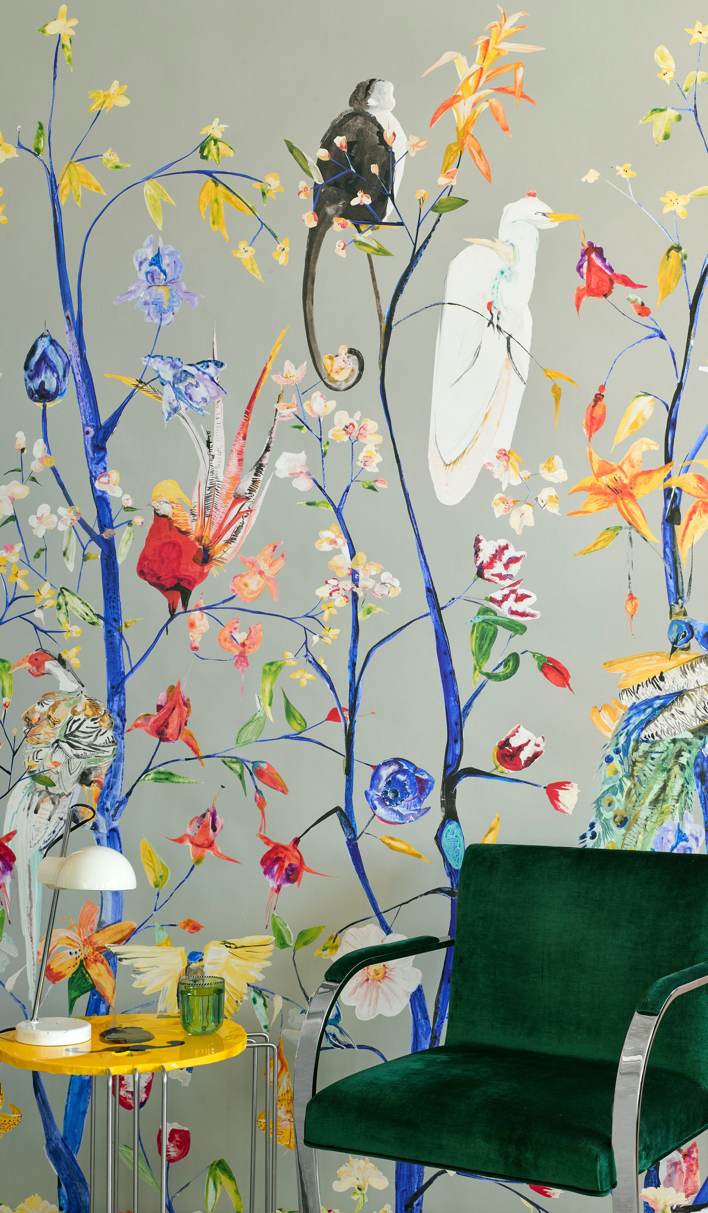 2400x4113 Menagerie Chinoiserie Vert De Terre Wallpaper