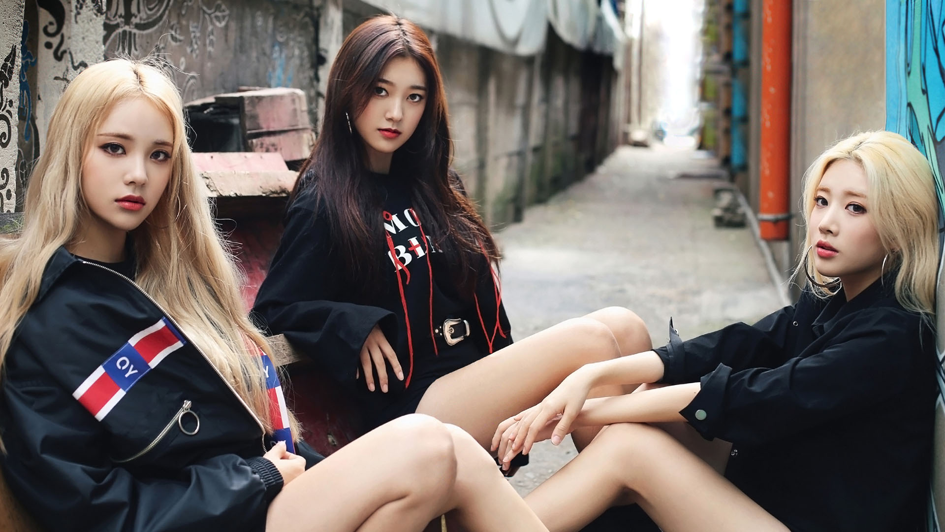 1920x1080 K Pop LOONA Asian Long Hair Blonde Brunette Women JinSoul Kim Lip Choerry Wallpaper:1920x1080