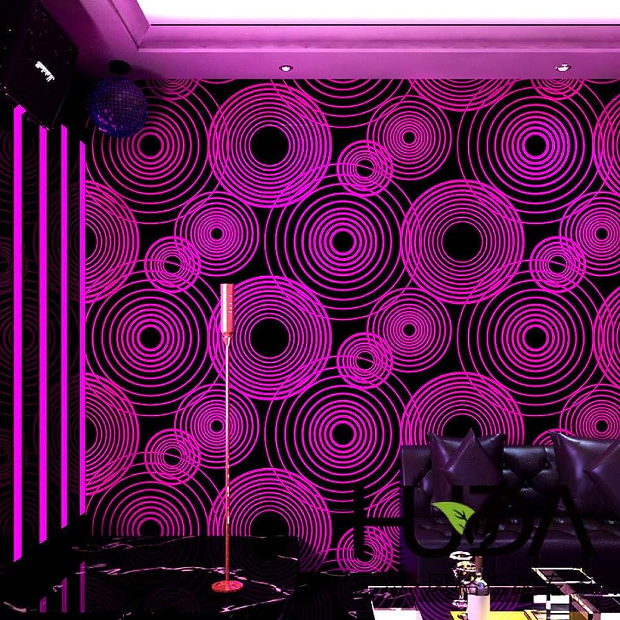 894x894 Cabaret Music Box Wallpaper 3D Three Dimensional Corridor Decoration Background Wall Bar Wallpaper Purple
