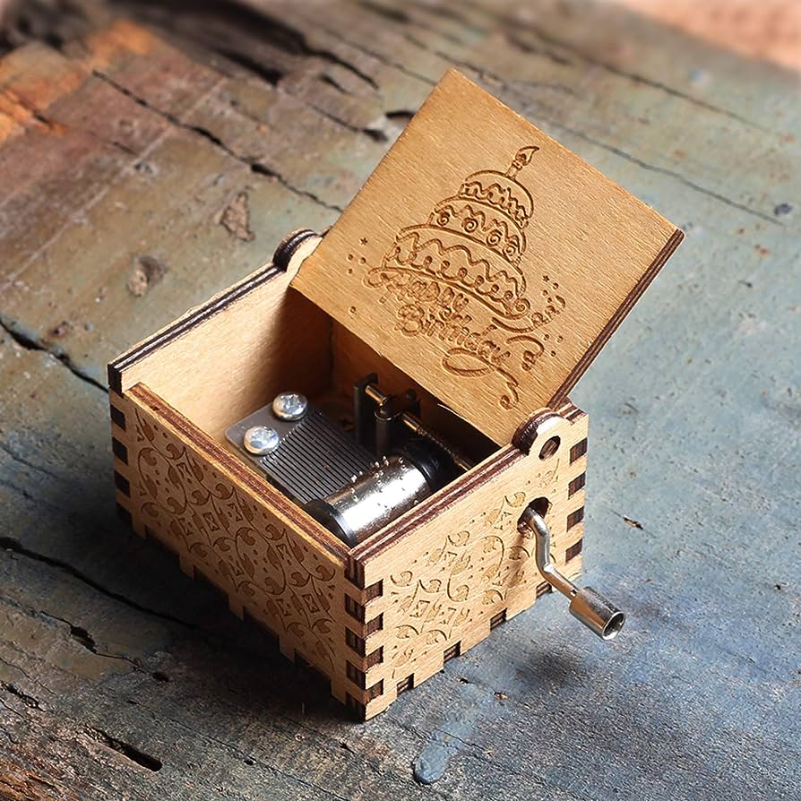894x894 Warm Wallpaper Music box, old wooden crank, happy birthday music box, party gift : Amazon.co.uk: Home & Kitchen