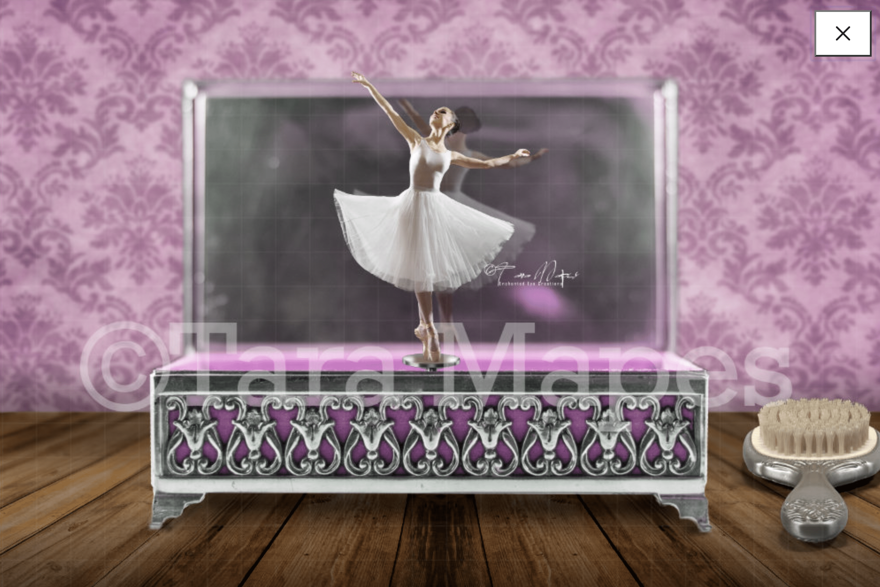 2952x1968 Pink Purple Vintage Music Box Ballerina Digital Background Backdrop