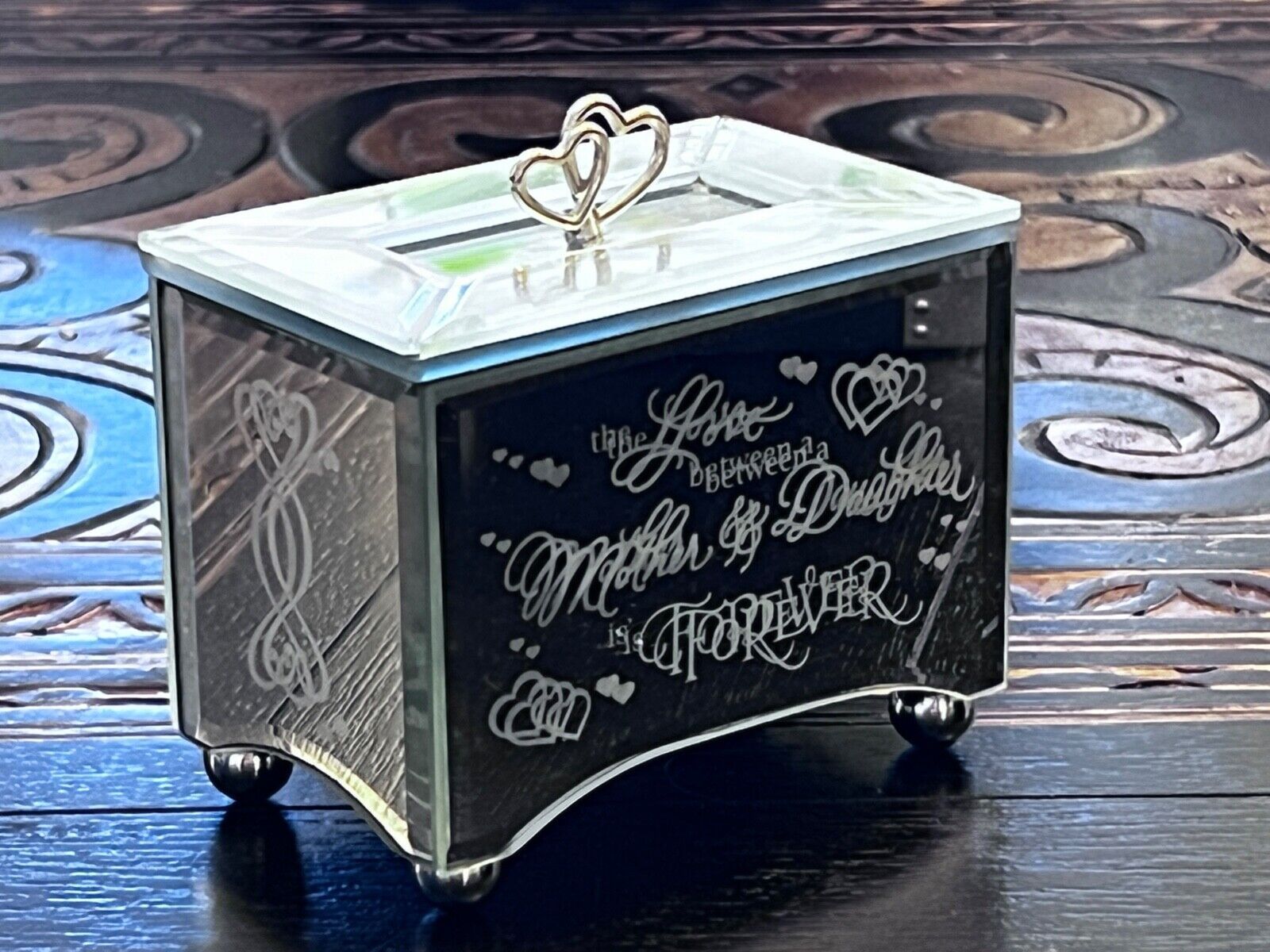1600x1200 RARE Bradford Exchange Mirrored Glass Music Box For Daughters