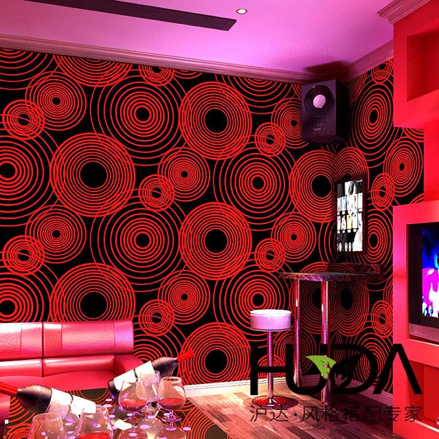 894x894 Cabaret Music Box Wallpaper 3D Three Dimensional Corridor Decoration Background Wall Bar Wallpaper Red