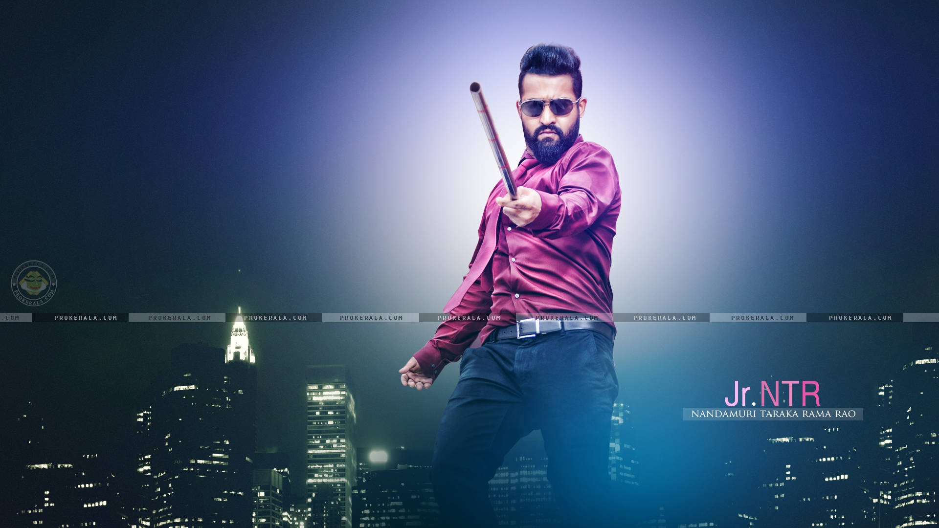 1920x1080 Download Energetic Star Jr NTR Lighting Up the City Nights Wallpaper