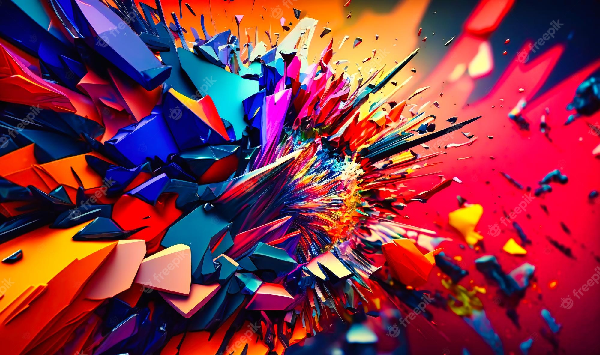 2000x1184 Premium Photo. Abstract art background with bold and vibrant colors arranged in a seemingly chaotic yet cohesive manner adding a dynamic and energetic vibe to any design