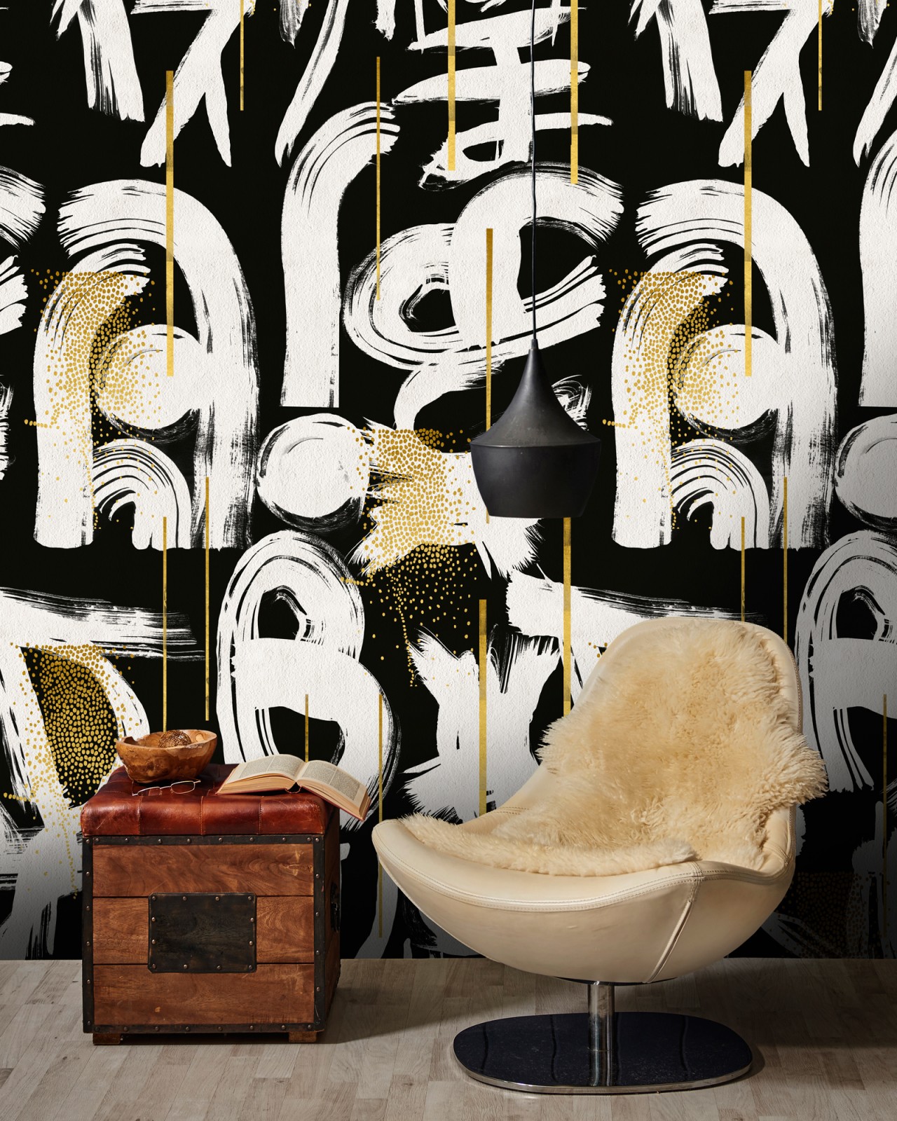 1280x1600 GESTURAL ABSTRACTION Anthracite Wallpaper ART OF ABSTRACT