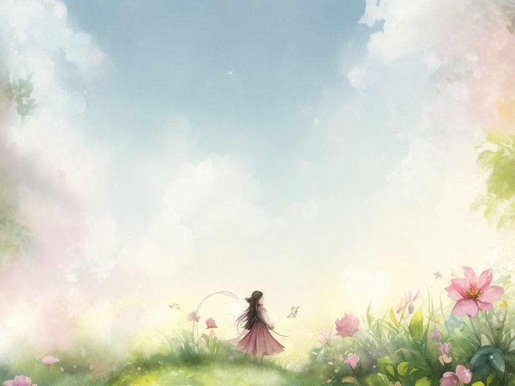 1024x768 Honored Crab245: Animated Wallpaper, Flower, Fairy Wallpaper, Fairy Tale, Wallpaper, Airbrush Art Style, Soft Corner, Delicate Watercolor Illustration, Warm Color Palette, Pastel Color, White Background