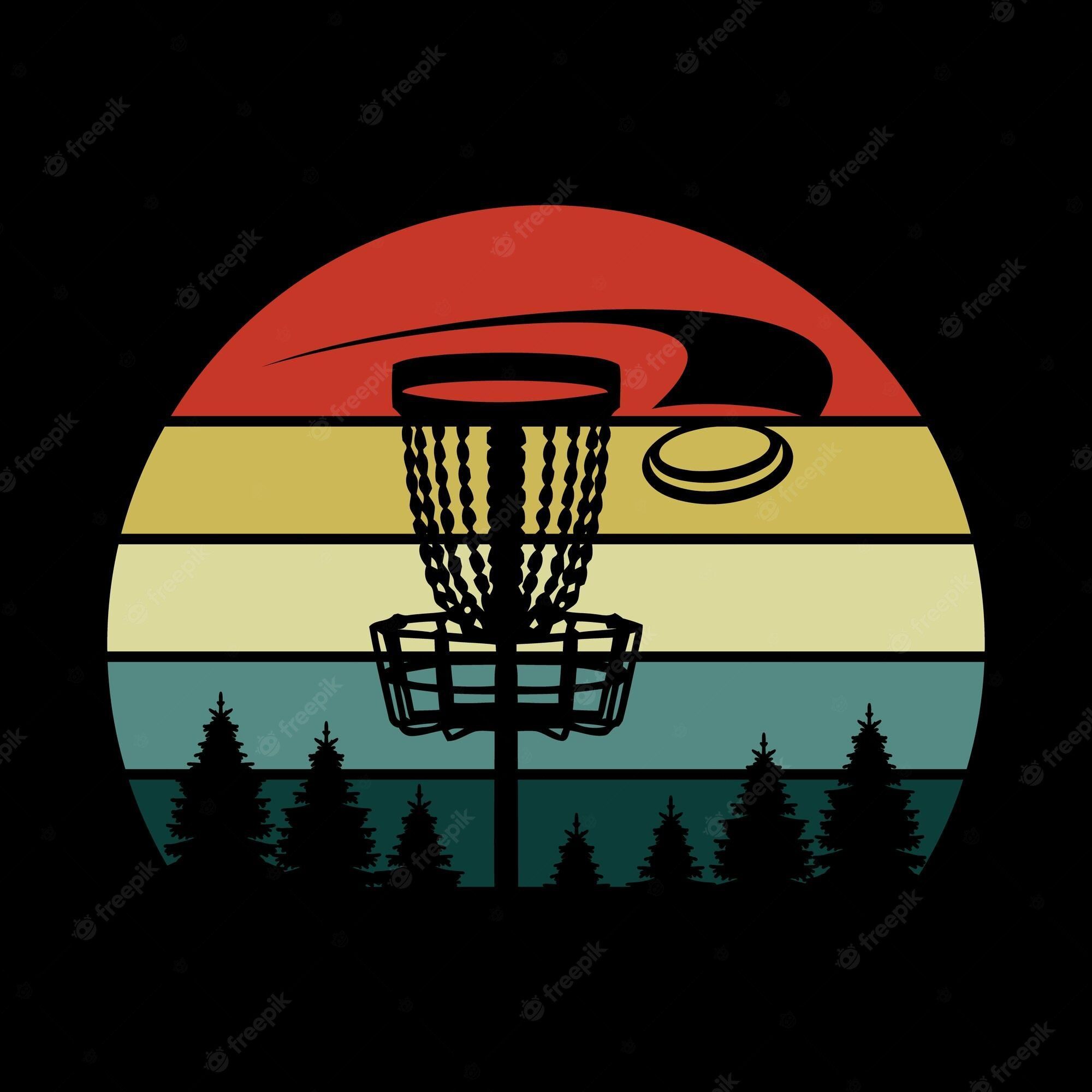 2000x2000 Premium Vector. Vector disc golf silhouette disc golf player and icons vector illustration