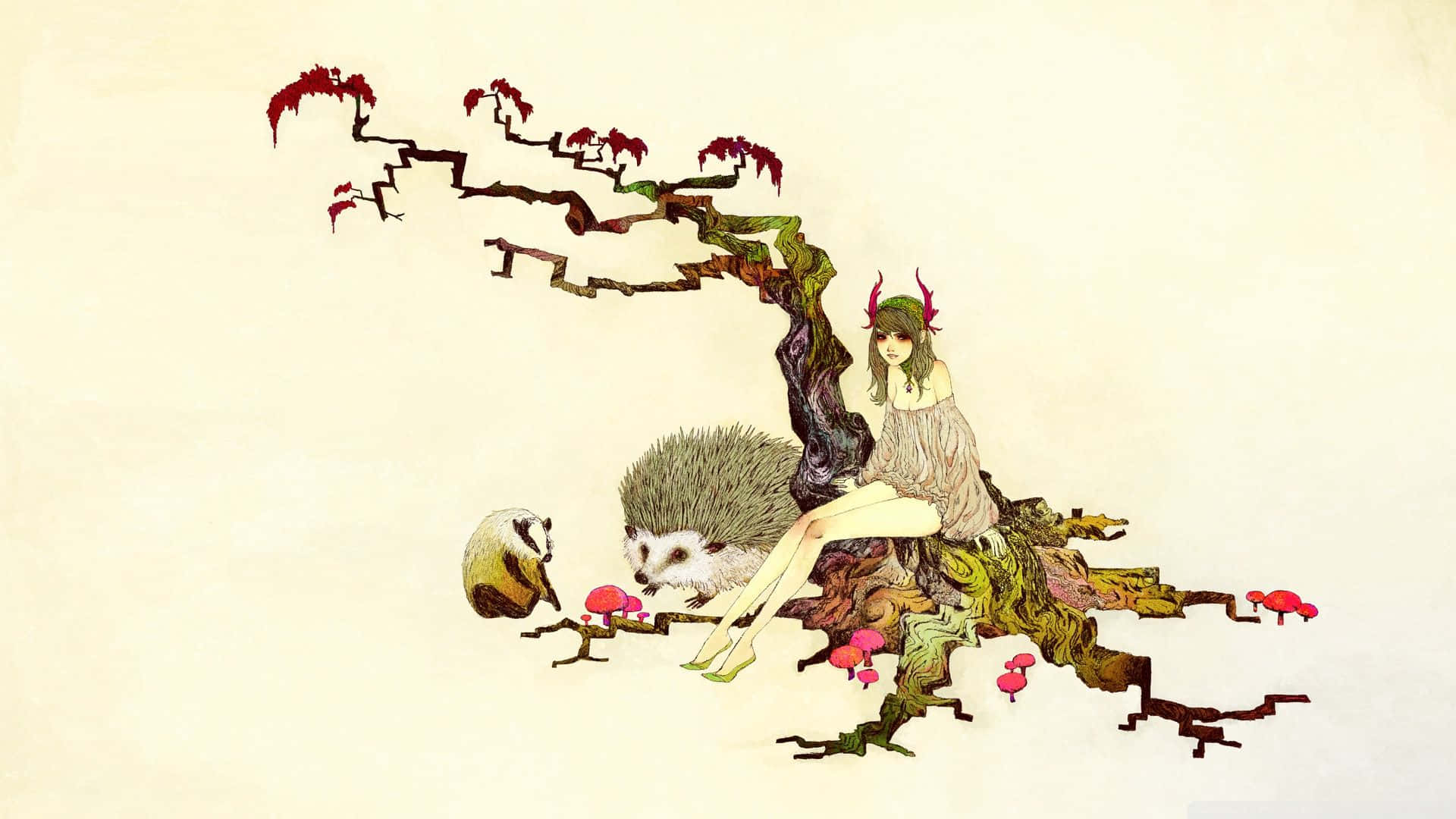 1920x1080 Download Caption: Vibrant Japanese Pop Art Illustration Wallpaper