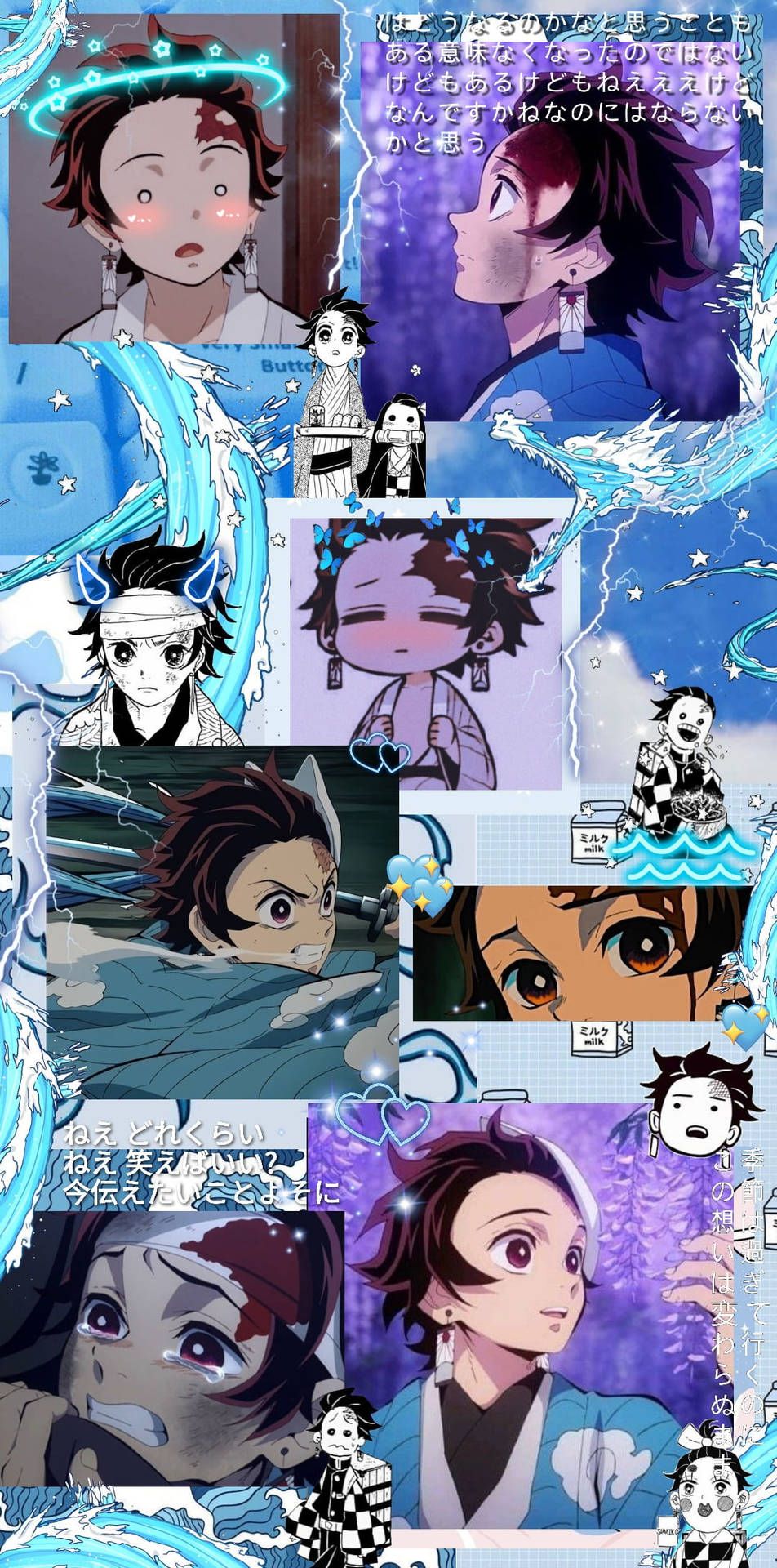 952x1920 Download Blue Demon Slayer Aesthetic Tanjiro Wallpaper
