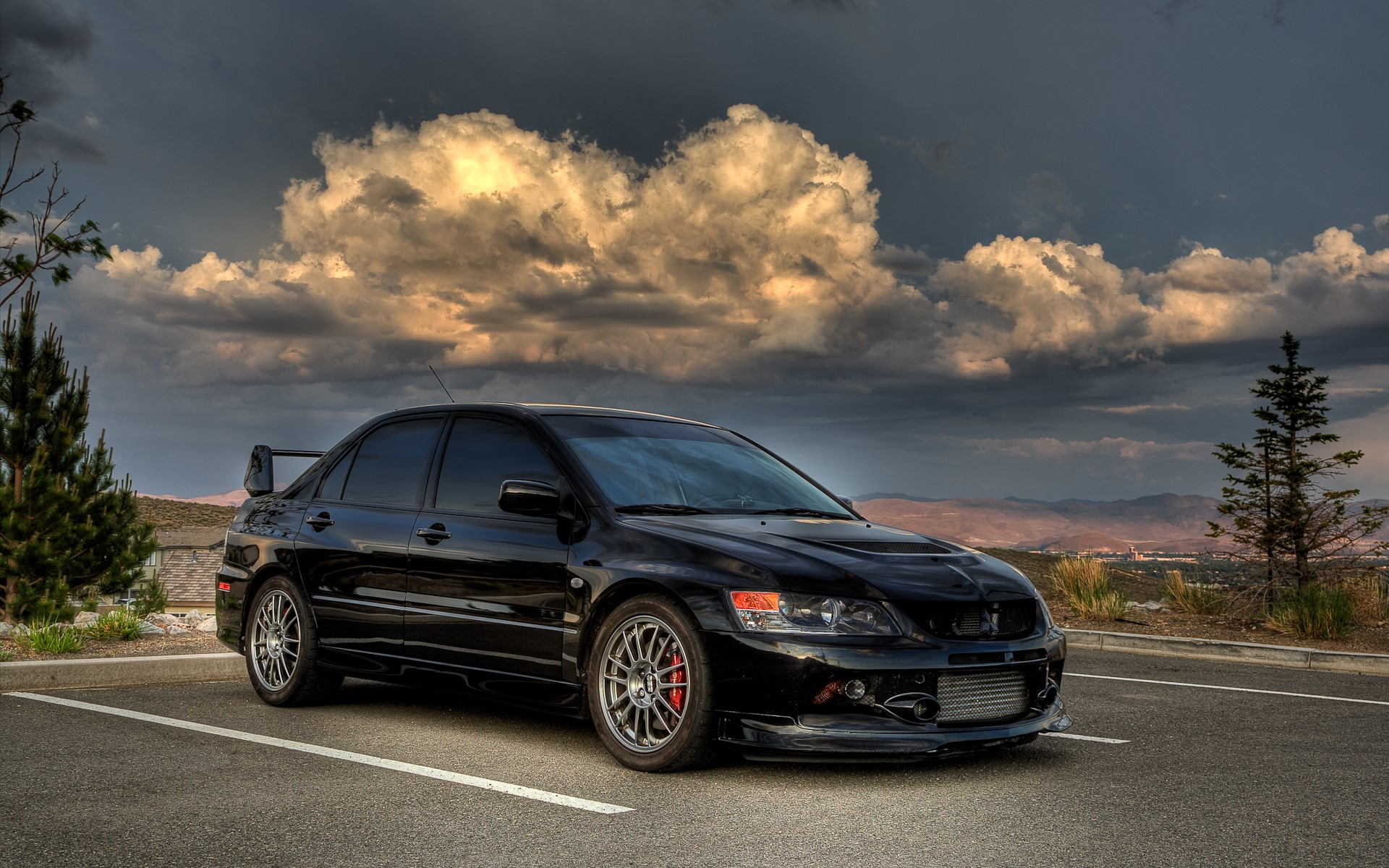 1920x1200 Mitsubishi Lancer Evo IX, front angle view, car, JDM Gallery HD Wallpaper