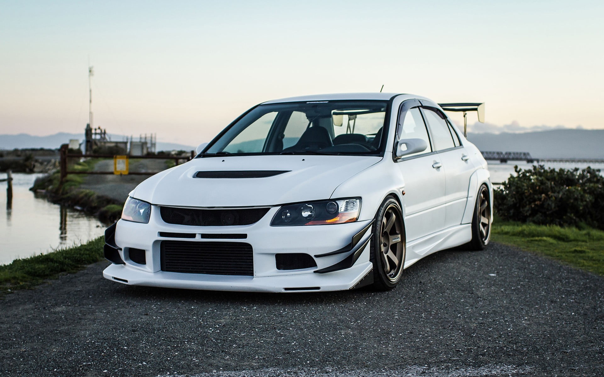 1920x1200 White sedan, Mitsubishi Lancer Evolution IX, Mitsubishi Lancer, JDM HD wallpaper