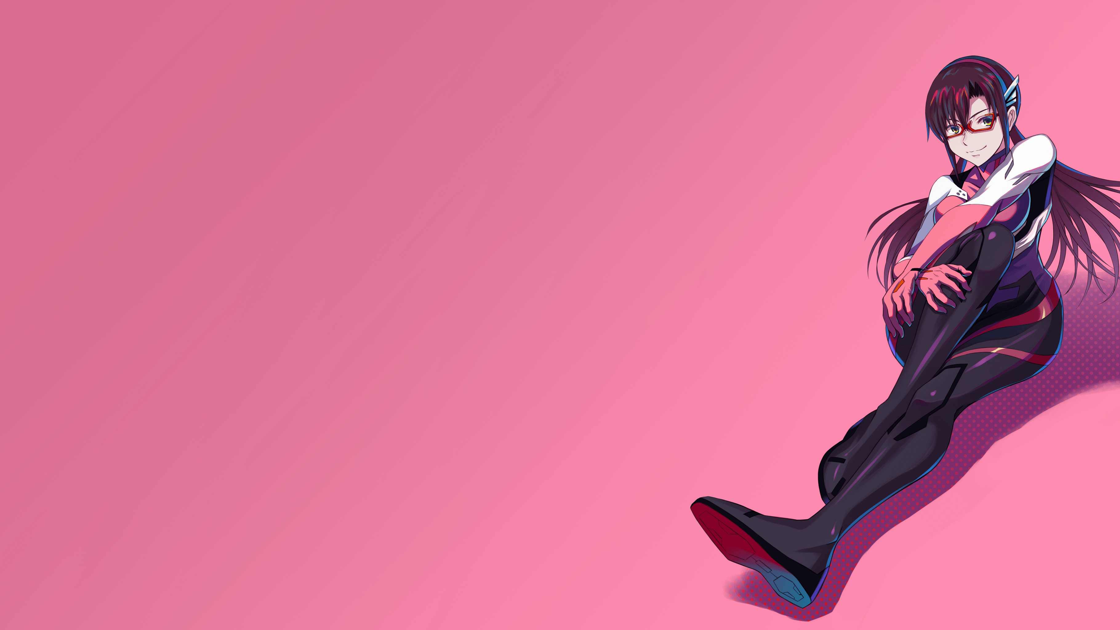 3639x2047 Mari Makinami, pink background, anime girls, bodysuit, Neon Genesis Evangelion, plugsuit, Makinami Mari, women, glasses Gallery HD Wallpaper