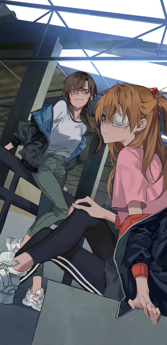 700x1444 Shikinami Asuka and Mari Makinami Wallpaper. Neon genesis evangelion, Neon evangelion, Evangelion
