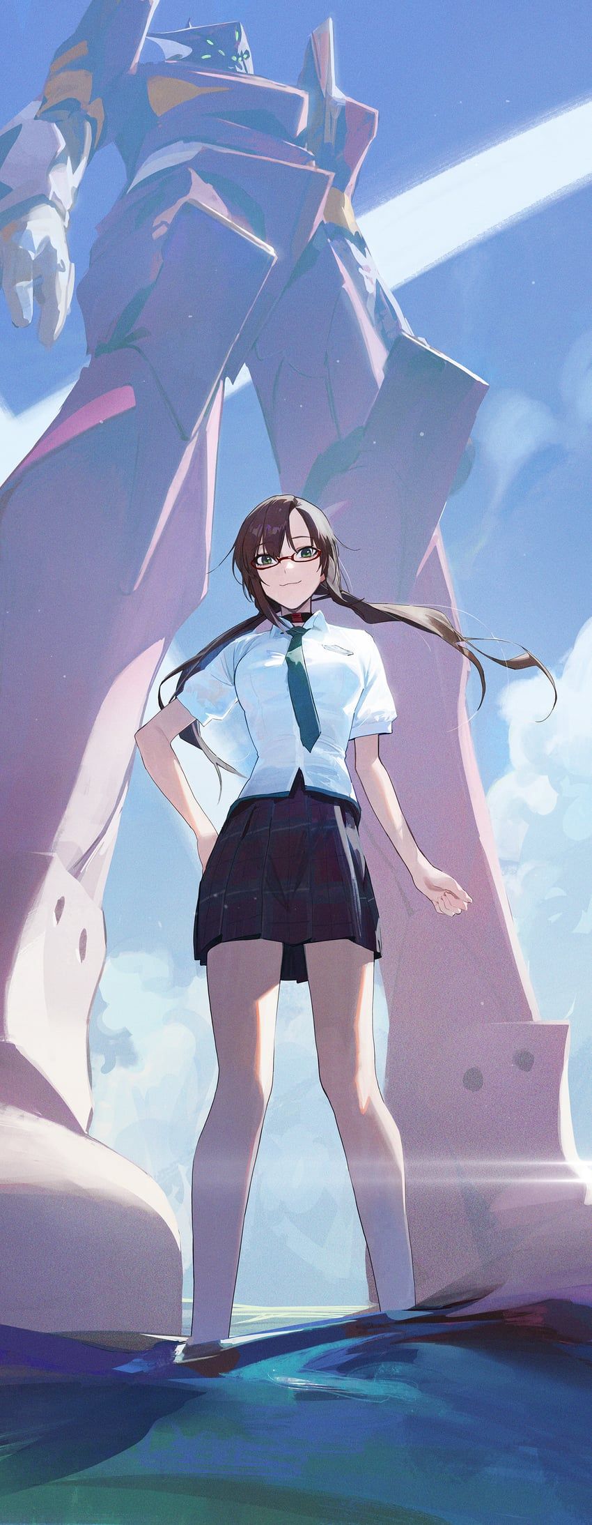 850x2187 makinami mari illustrious and eva 08 (neon genesis evangelion and 2 more) drawn