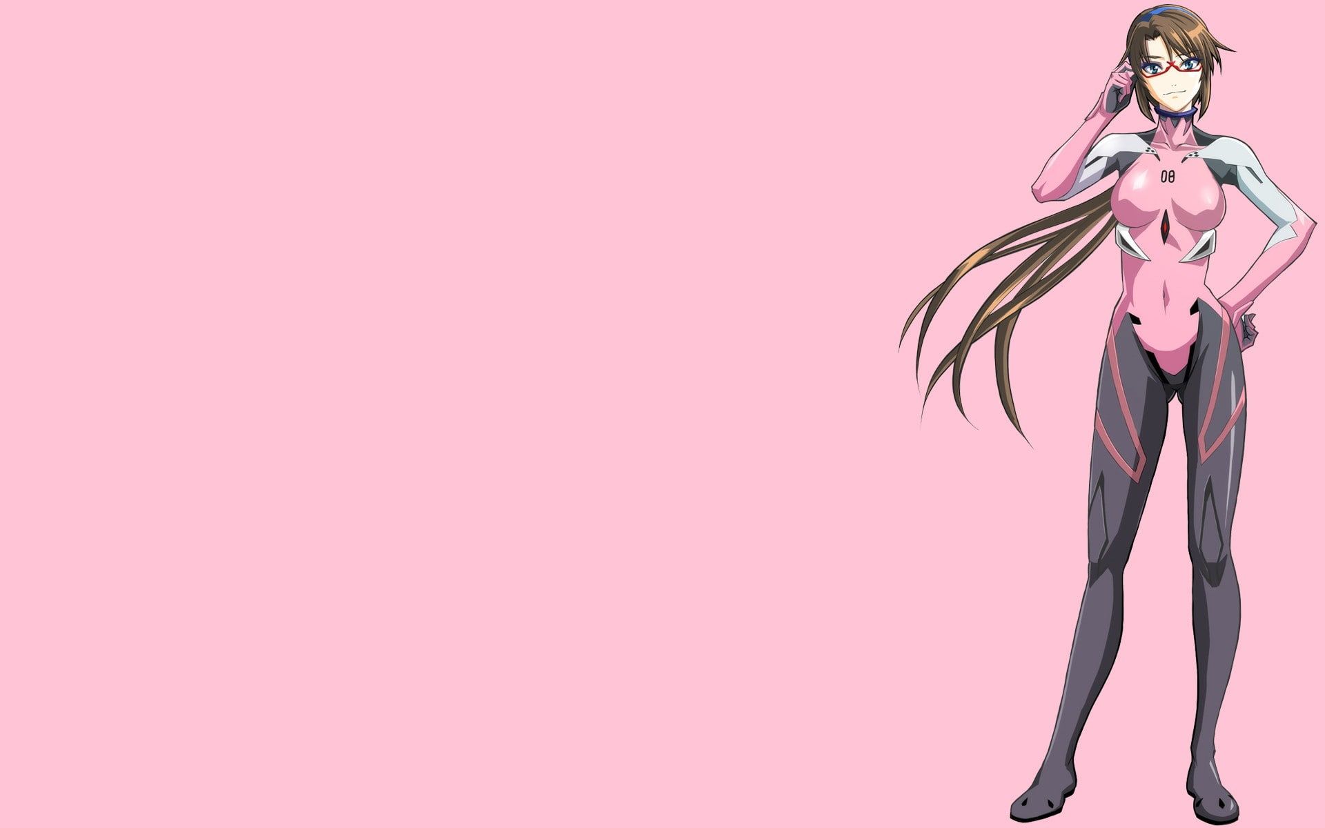 1920x1200 Wallpaper / anime girls, simple background, standing, glasses, 1080P, Makinami Mari, Neon Genesis Evangelion free download