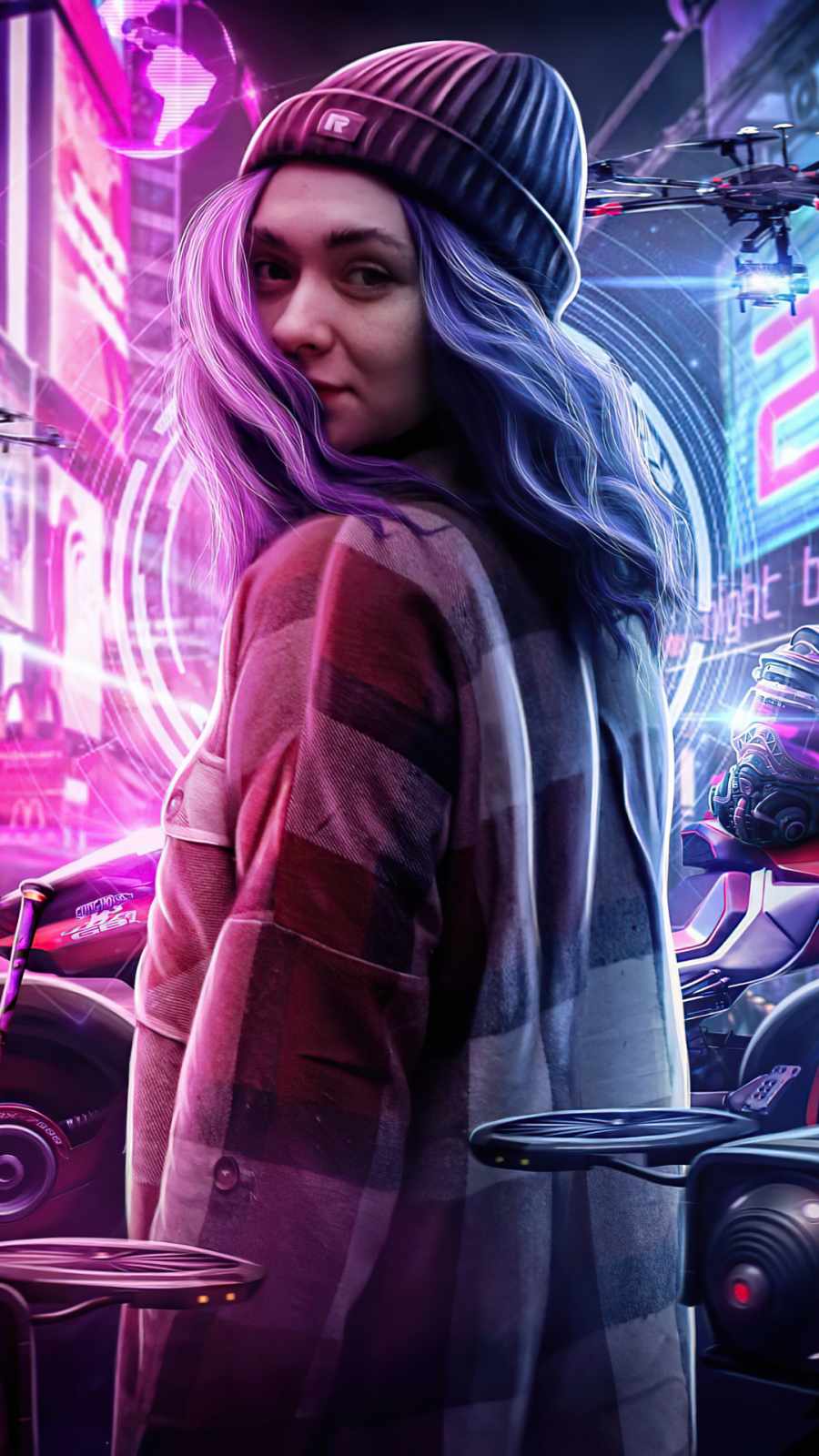 900x1600 Cyber Girl Hat Winter IPhone Wallpaper Wallpaper : iPhone Wallpaper