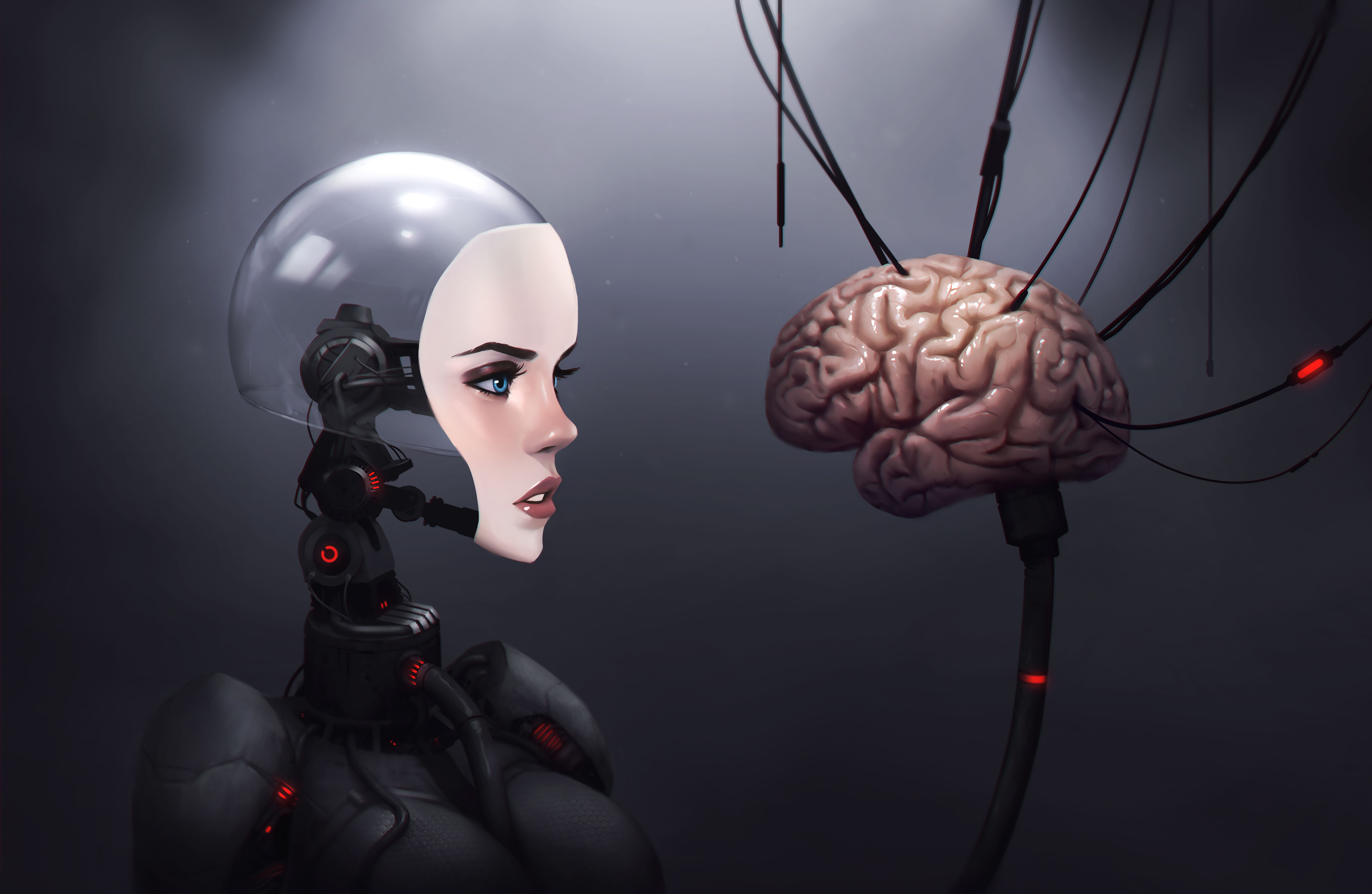 5799x3778 Cybergirl Brain Cyberpunk Cyber 4K Digital Art Wallpaper:5799x3778