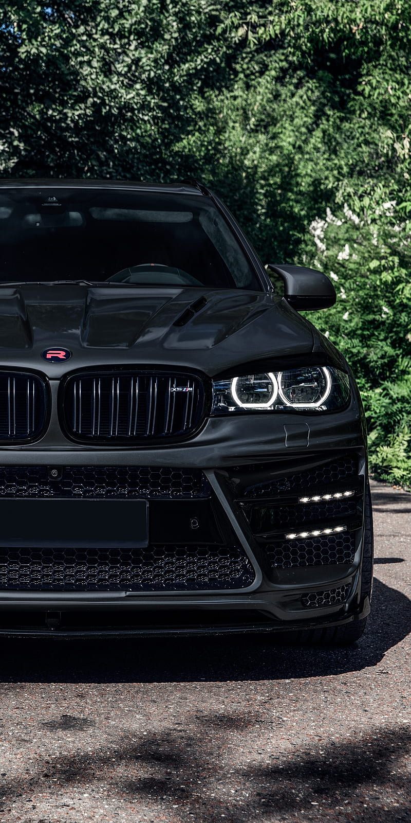 800x1600 BMW X5 M, black, bmw, front view, luxury, modified, suv, tuning, vehicle, x HD phone wallpaper