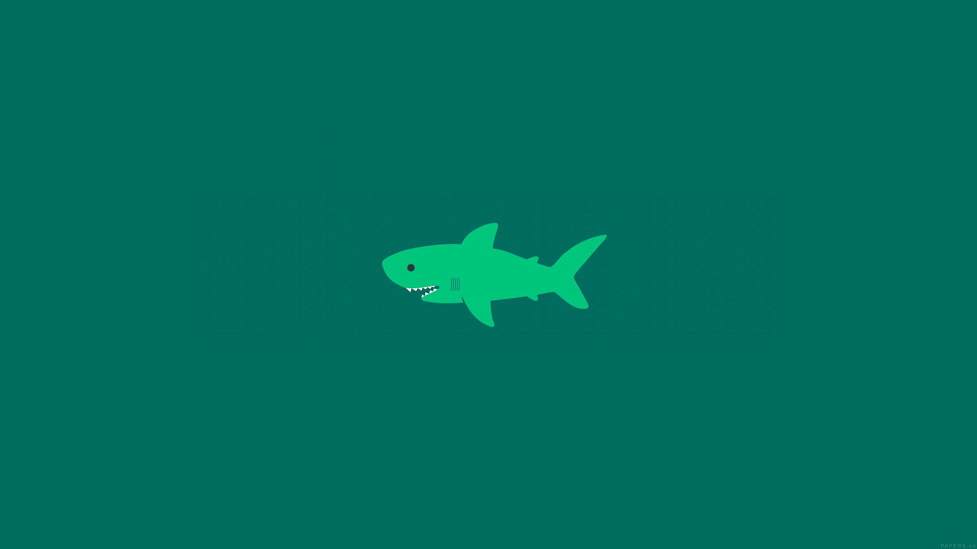 3840x2160 wallpaper for desktop, laptop. little small cute shark green minimal