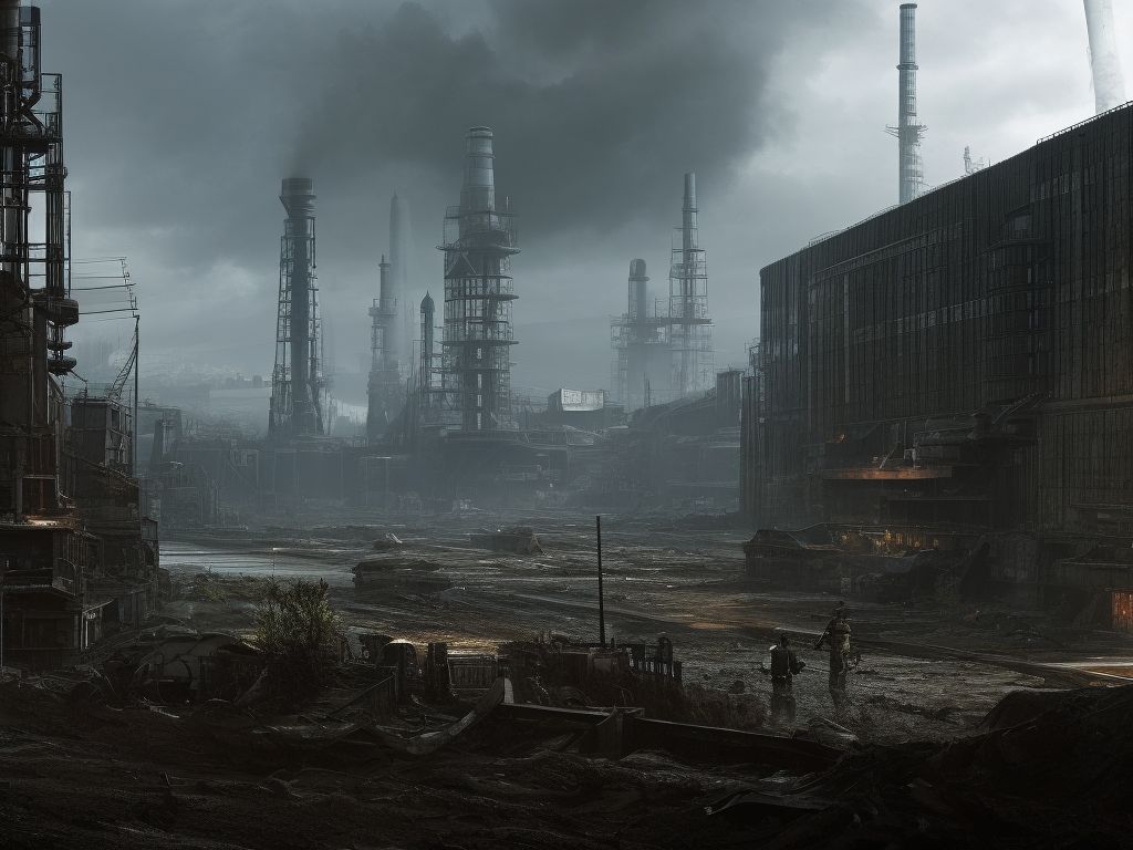 1024x768 zeaa: industrialised gloomy and always rain hidden village