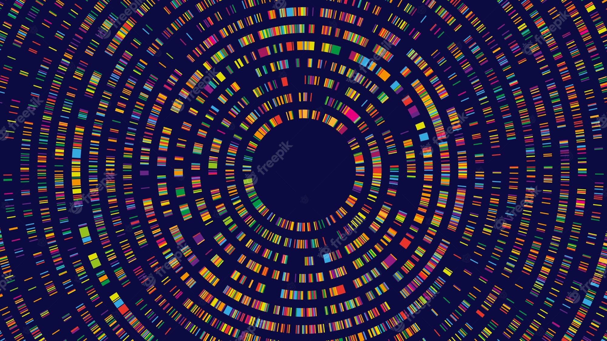 2000x1125 Premium Vector. Dna test infographic genome sequence map radial twodimensional barcoding and abstract big data structure vector concept background illustration