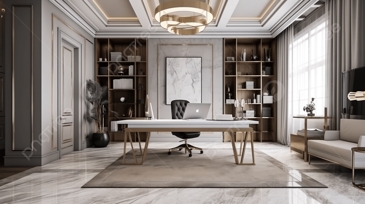 1200x673 Desk Office Design With Marble And Marble Decor Background, 3D Rendering Luxury Office Interior Design Inspiration, HD Photography Photo Background Image And Wallpaper for Free Download