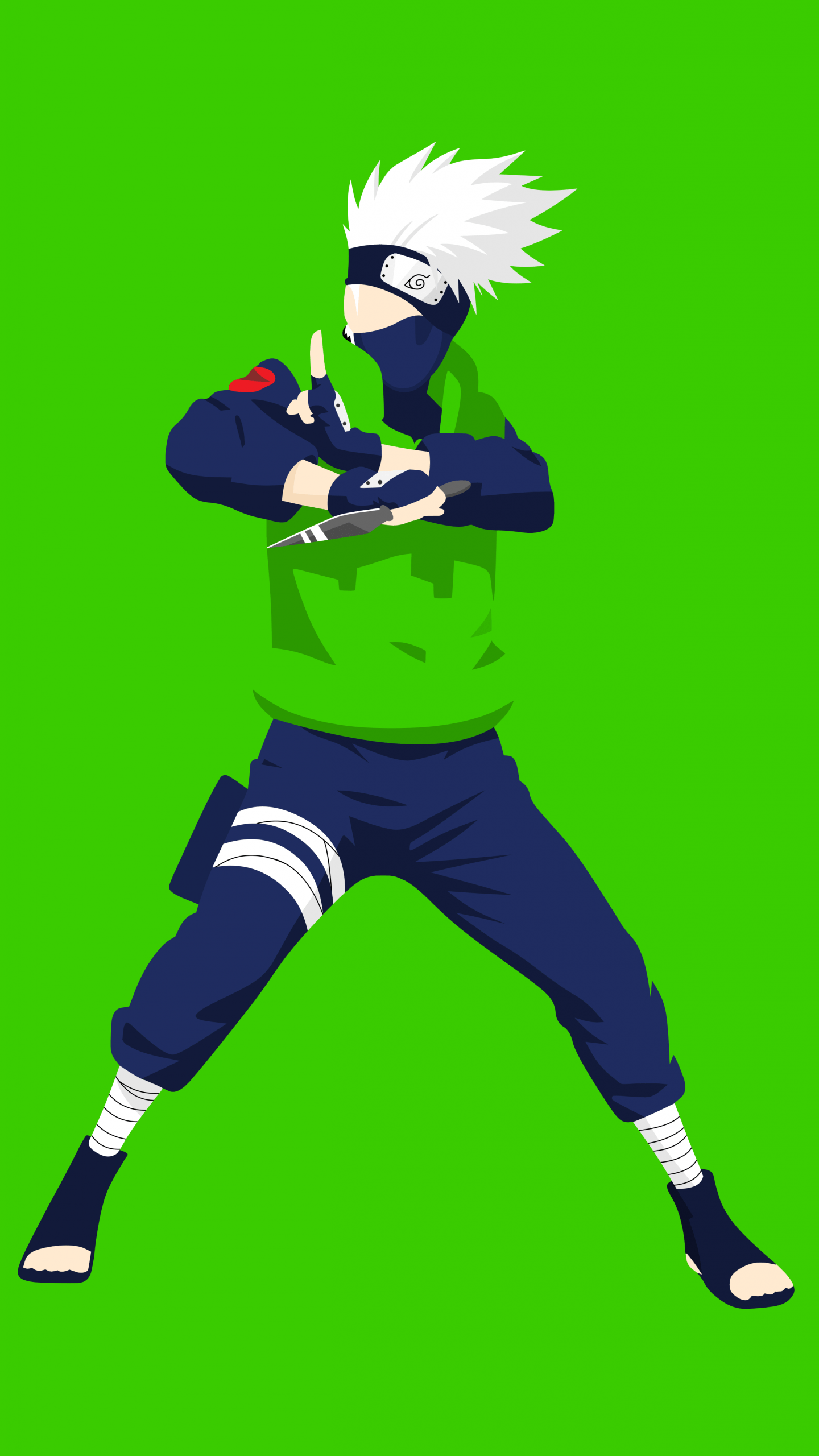1440x2560 Kakashi Hatake Wallpaper 4K, Naruto, Minimal art