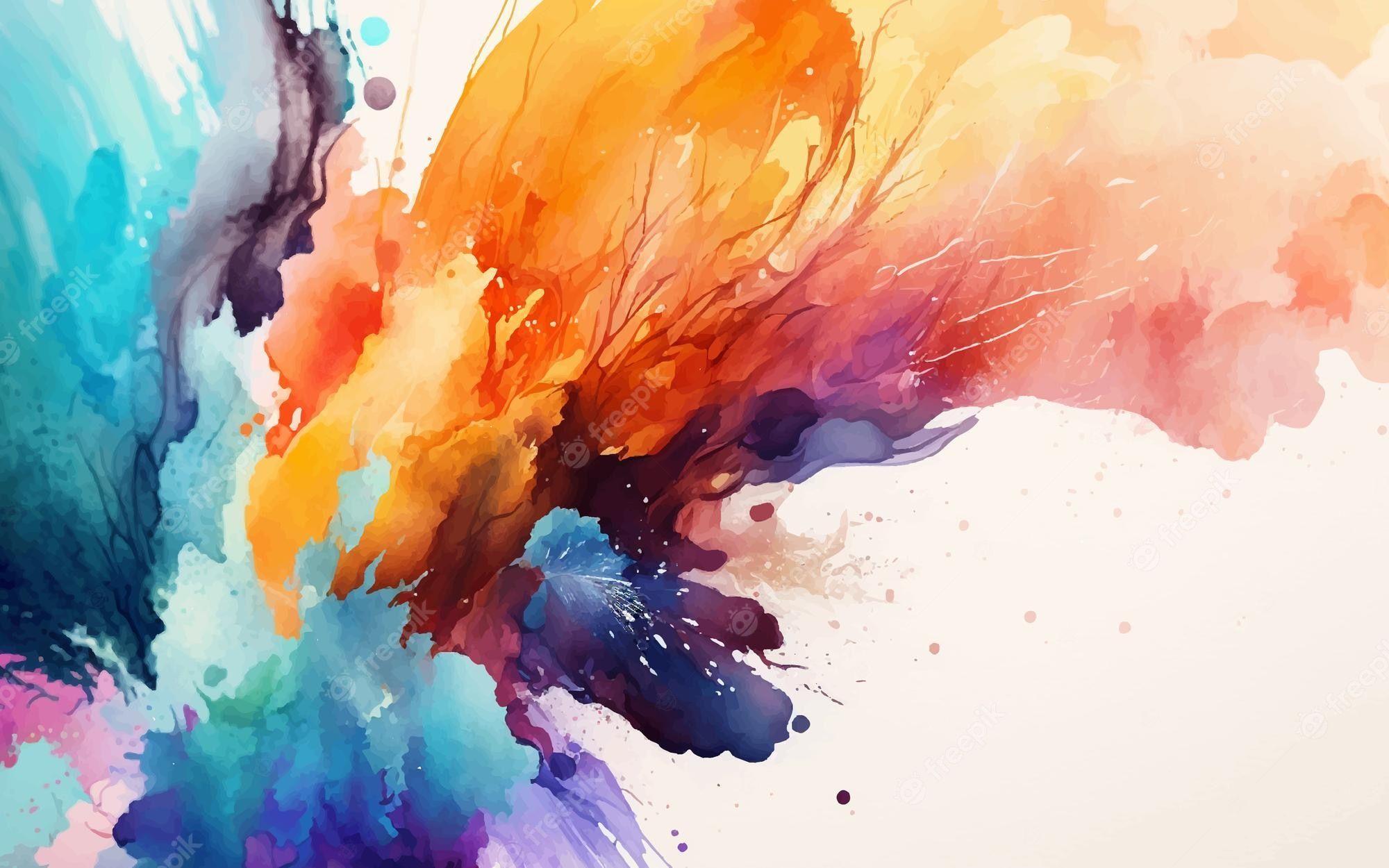 2000x1250 Premium Vector. Colorful watercolor abstract wallpaper