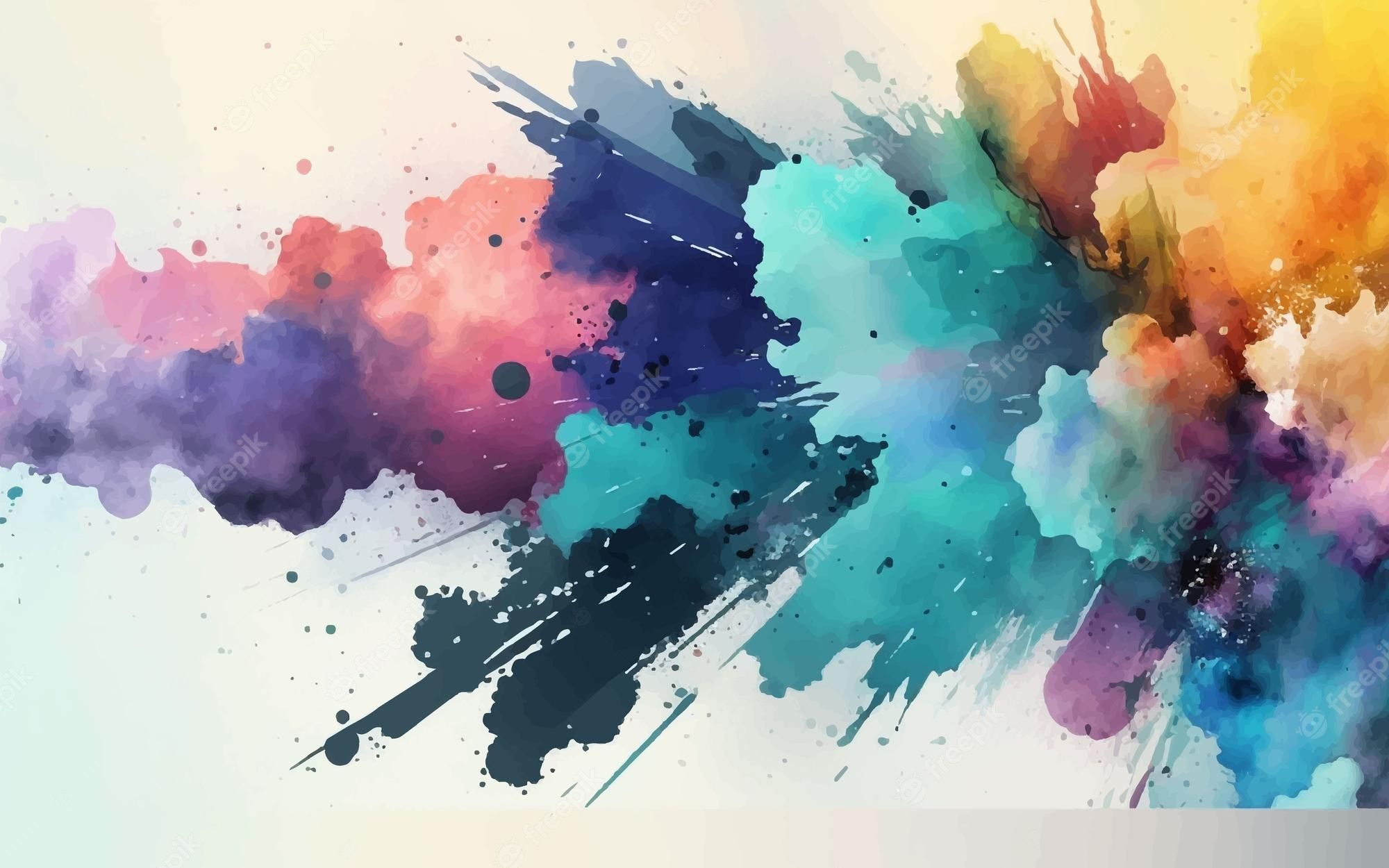 2000x1250 Premium Vector. Colorful watercolor abstract wallpaper