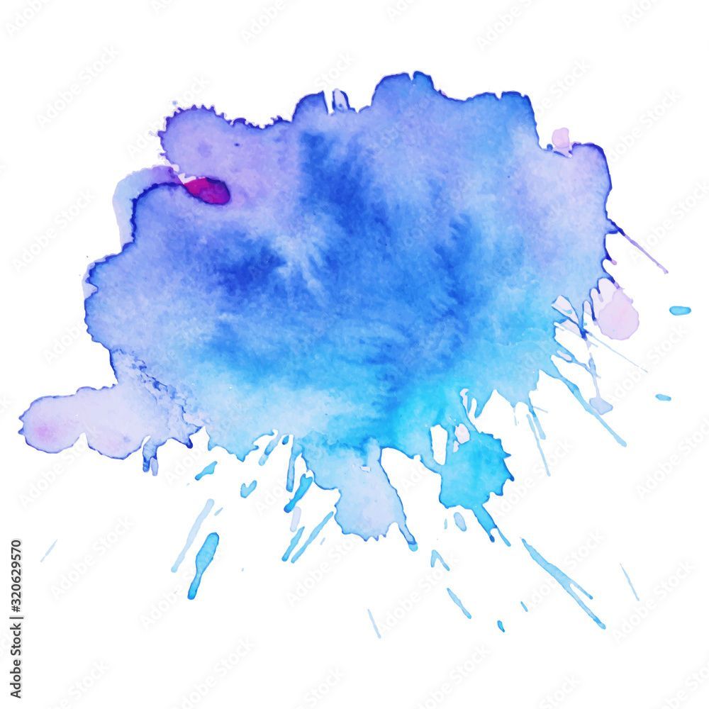 1000x1000 Watercolor brush paint paper texture vector isolated splash on white background for banner, poster, wallpaper. Stock Vector