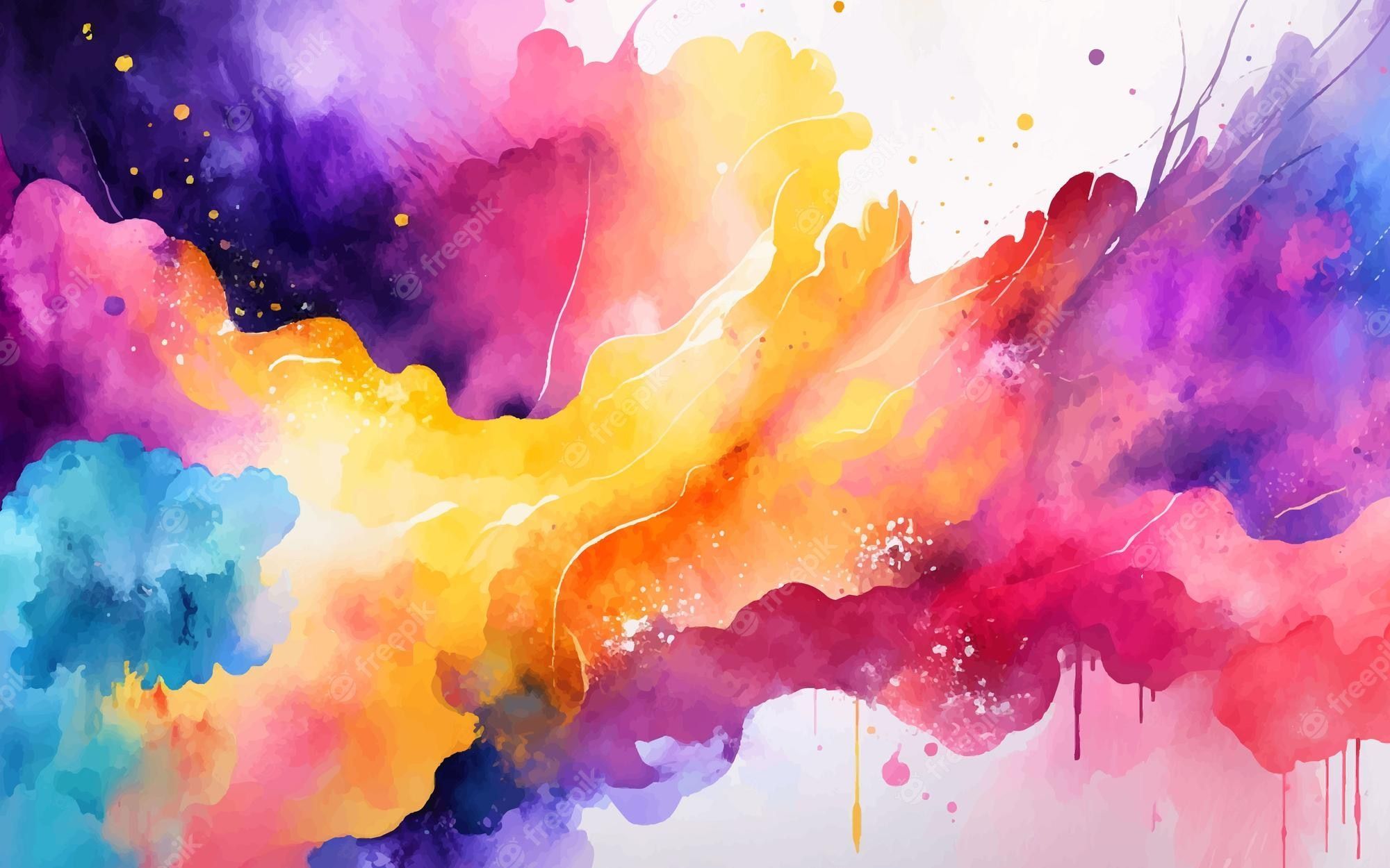 2000x1250 Premium Vector. Colorful watercolor abstract wallpaper