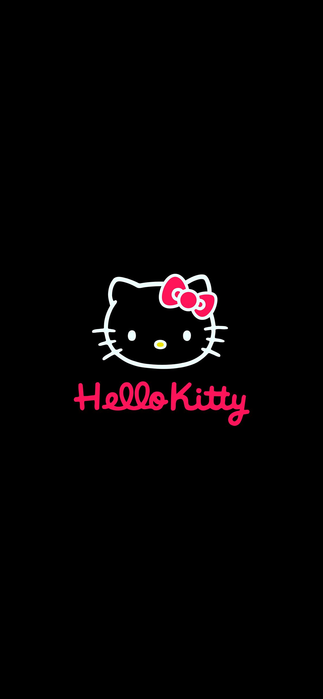 1125x2436 iPhone X wallpaper. hello kitty logo art cute dark