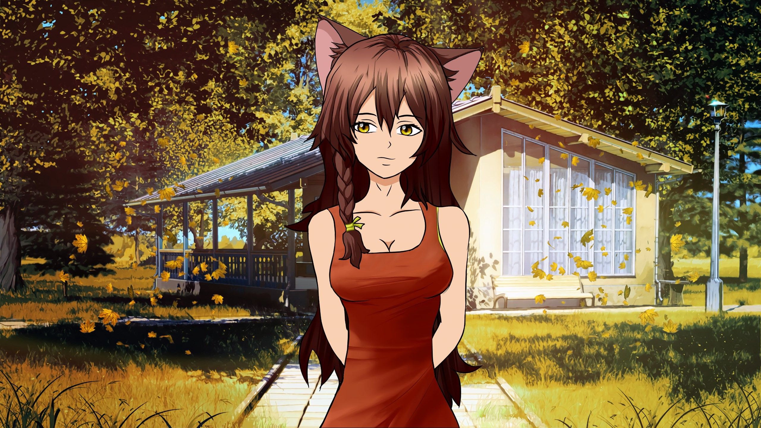 2560x1440 Wallpaper / Everlasting Summer, long hair, animal ears free download