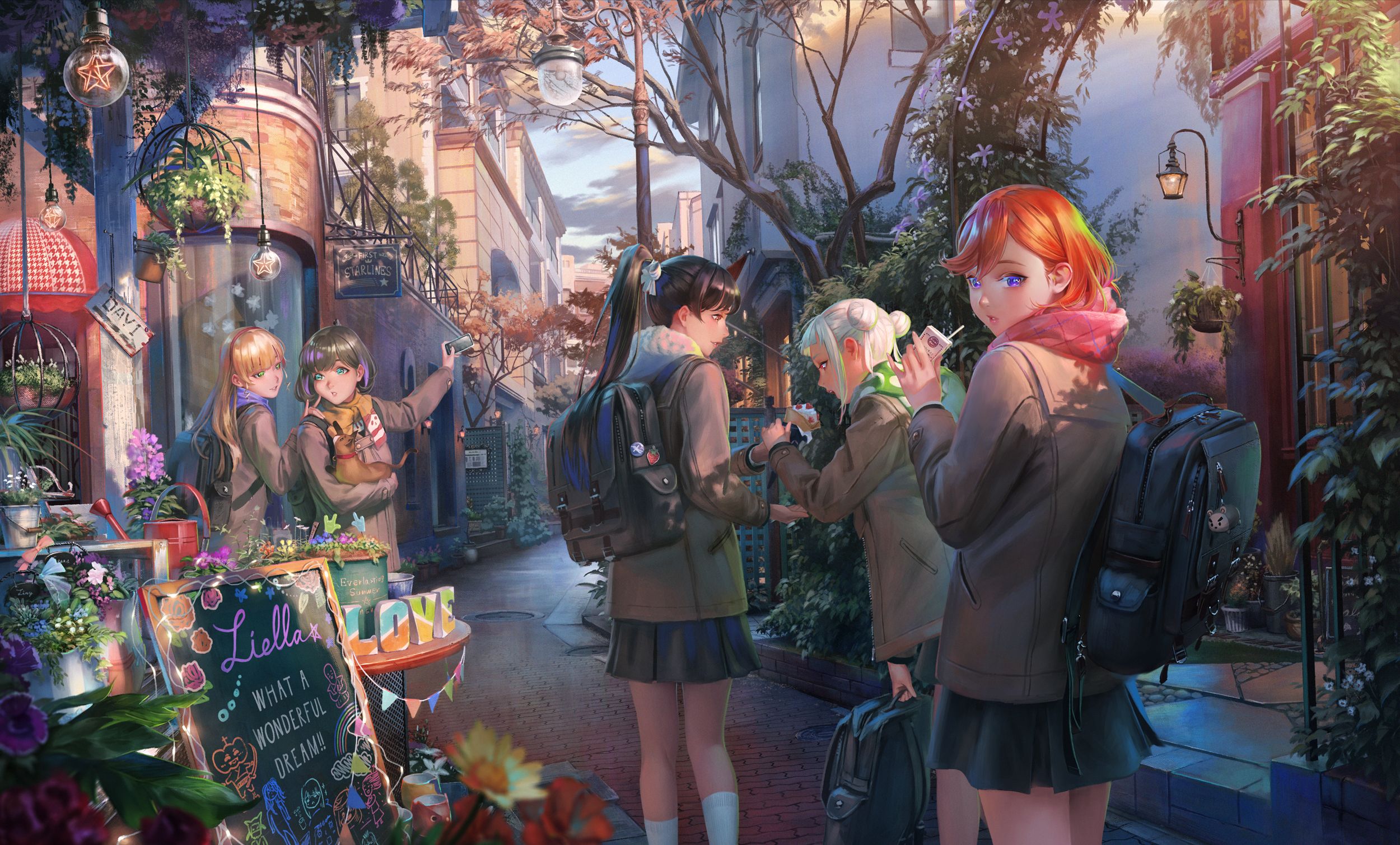 2500x1509 Love Live! Superstar!! HD Wallpaper Featuring Keke, Kanon & Friends in Vibrant Anime Scene by 生ゴミカン