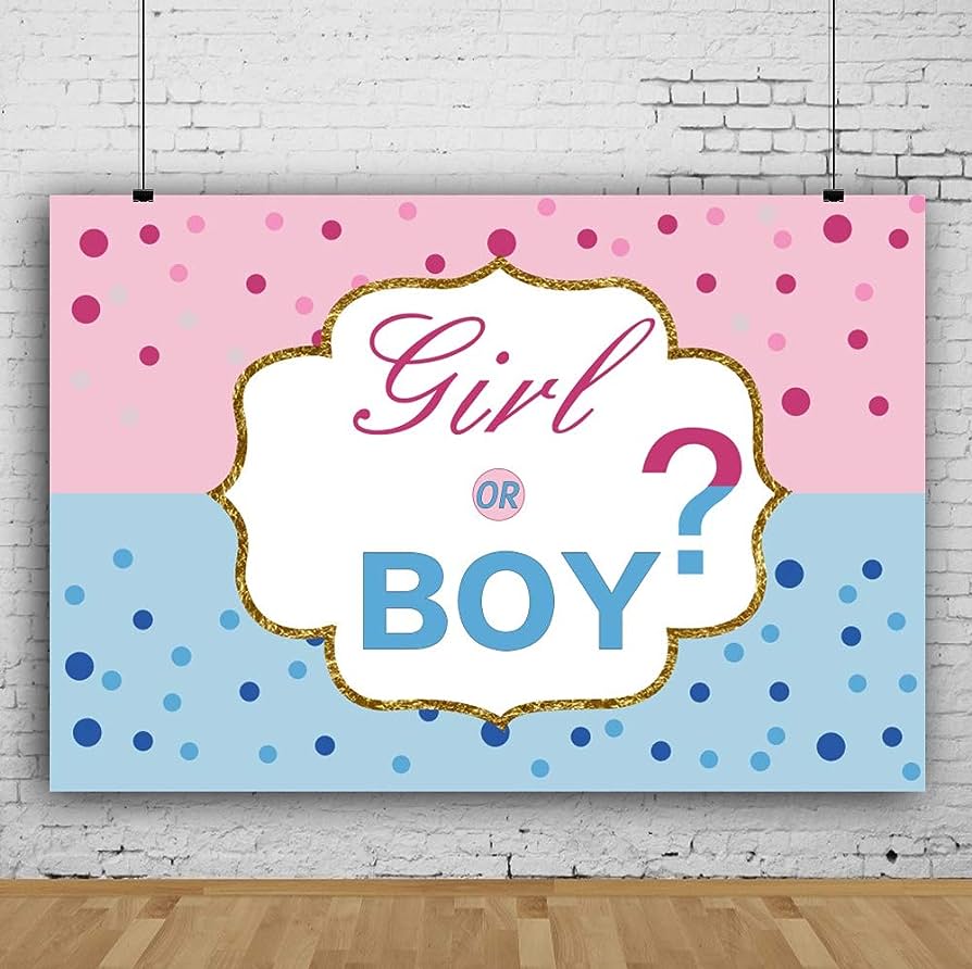 894x892 Amazon.com : AOFOTO 7x5ft Boy Or Girl Gender Reveal Backdrop Little Dots Pink And Blue Baby Shower Background Vinyl Mother To Be Party Pregnancy Announcement Event Decoration Wallpaper Photo Studio Props