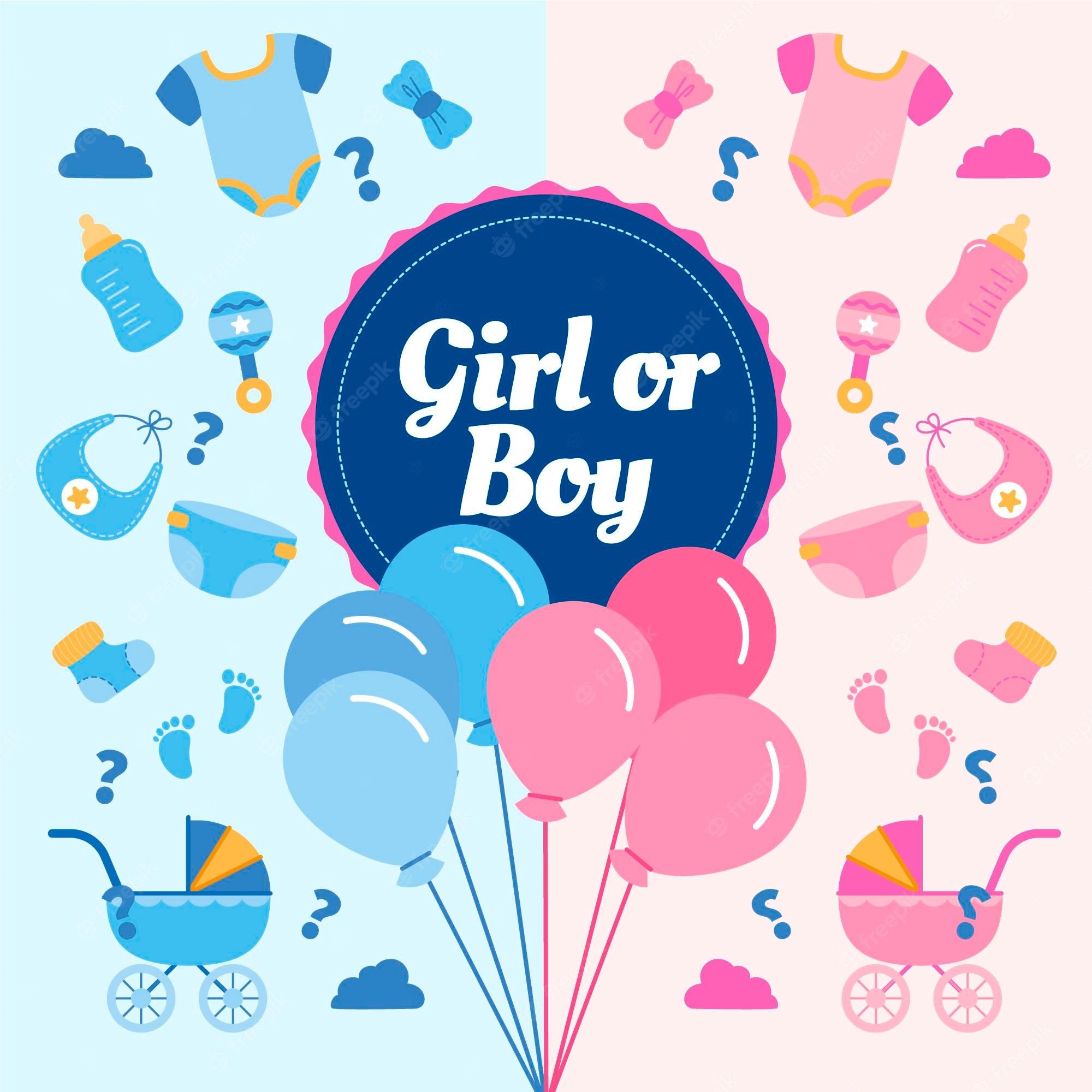 2000x2000 Free Vector. Flat gender reveal concept illustrated
