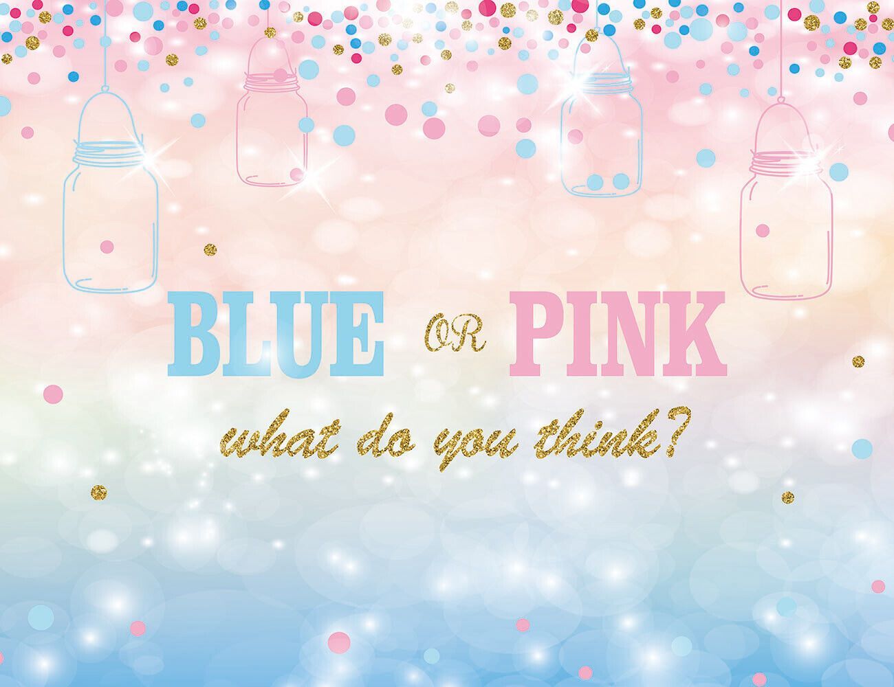 1300x1000 Blue or Pink Gender Reveal Baby Shower 7X5FT Vinyl Studio Backdrop Background LB