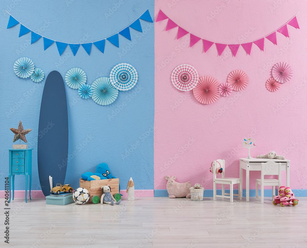 1000x810 Gender party, gender reveal, gender guessing, boy or girl party, pink and blue wall background and celebration