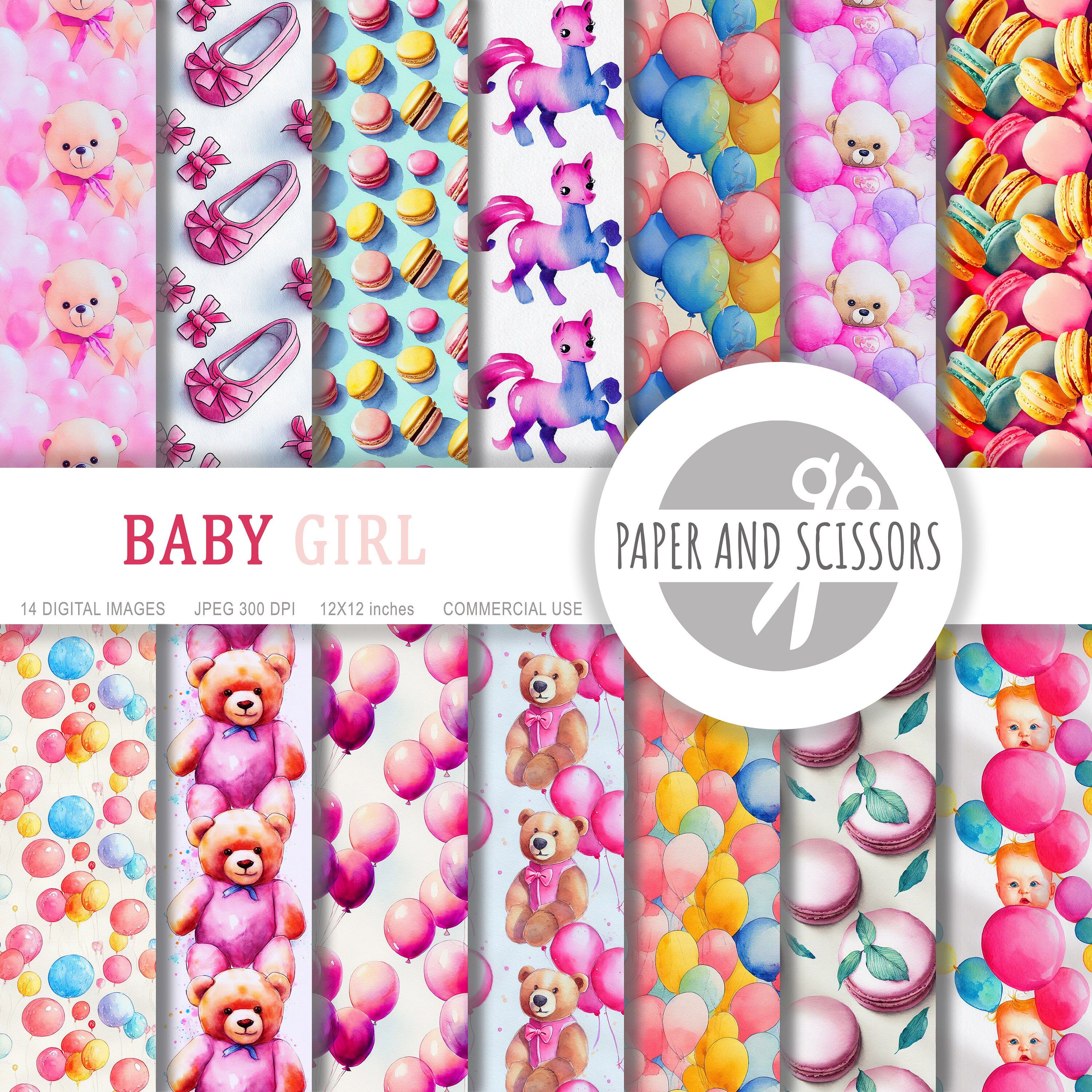 3000x3000 Baby Girl Digital Paper Pack Baby Shower Baby Gender Reveal