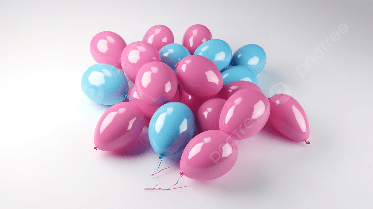 1200x673 Gender Reveal Pink And Blue Balloons Floating In 3D On A White Background, Baby Shower Background, Baby Background, Baby Party Background Image And Wallpaper for Free Download