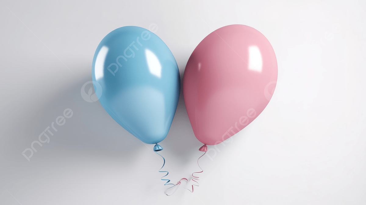 1200x673 Gender Reveal Concept Pink And Blue Balloons In 3D Rendering Floating On White Background, Baby Shower Background, Baby Background, Baby Party Background Image And Wallpaper for Free Download